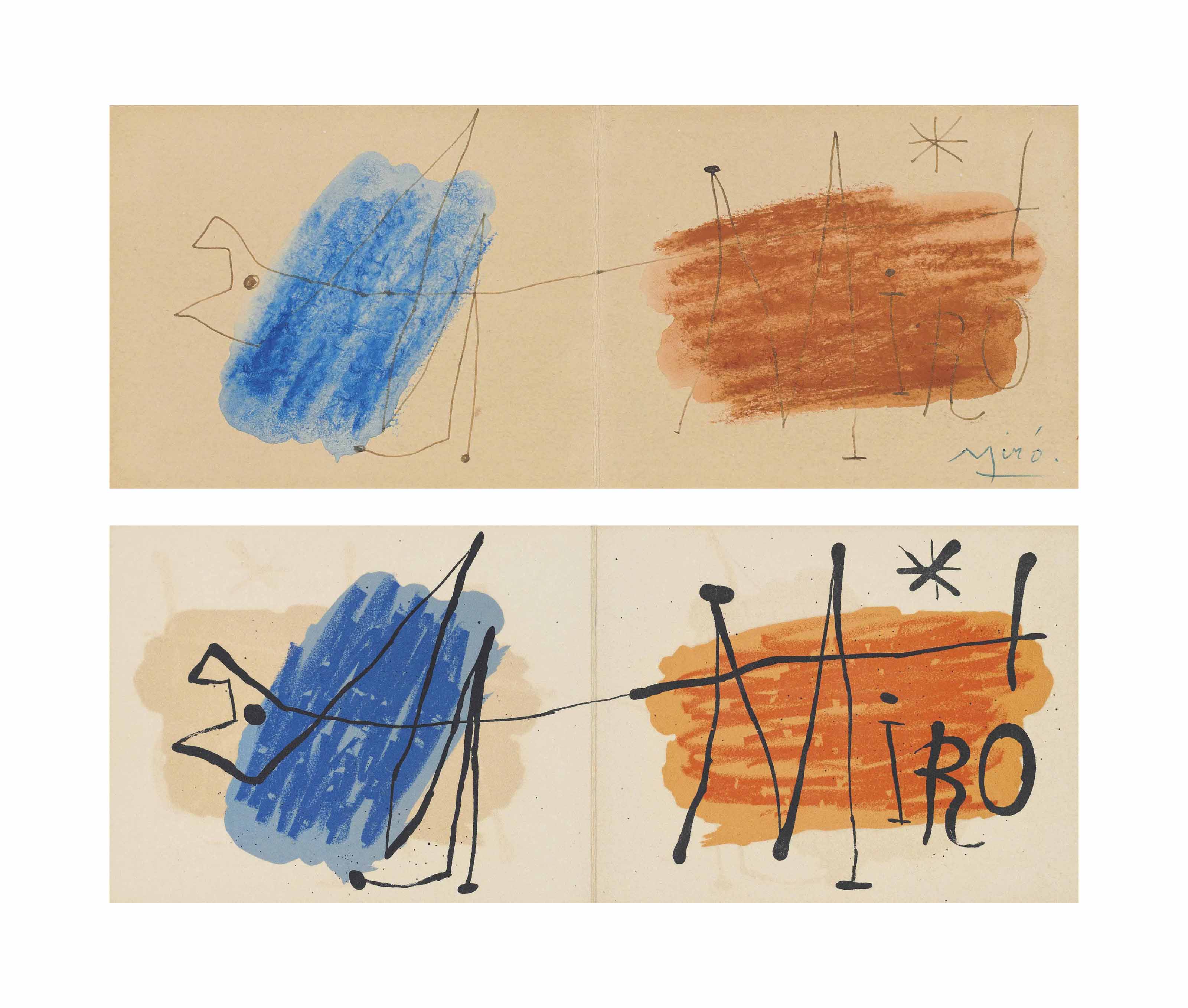 Joan Miró — Приглашение на выставку в галерею Матарассо, Ницца, 1957: Подготовительный рисунок