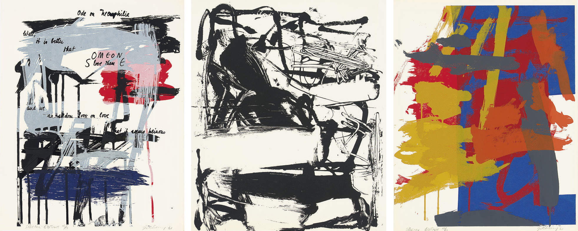 Joan Mitchell — три гравюры без названия