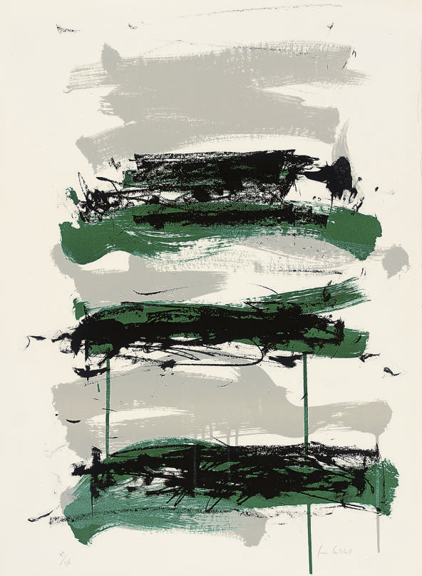 Joan Mitchell — Композиция в черно-зеленых тонах из деревьев