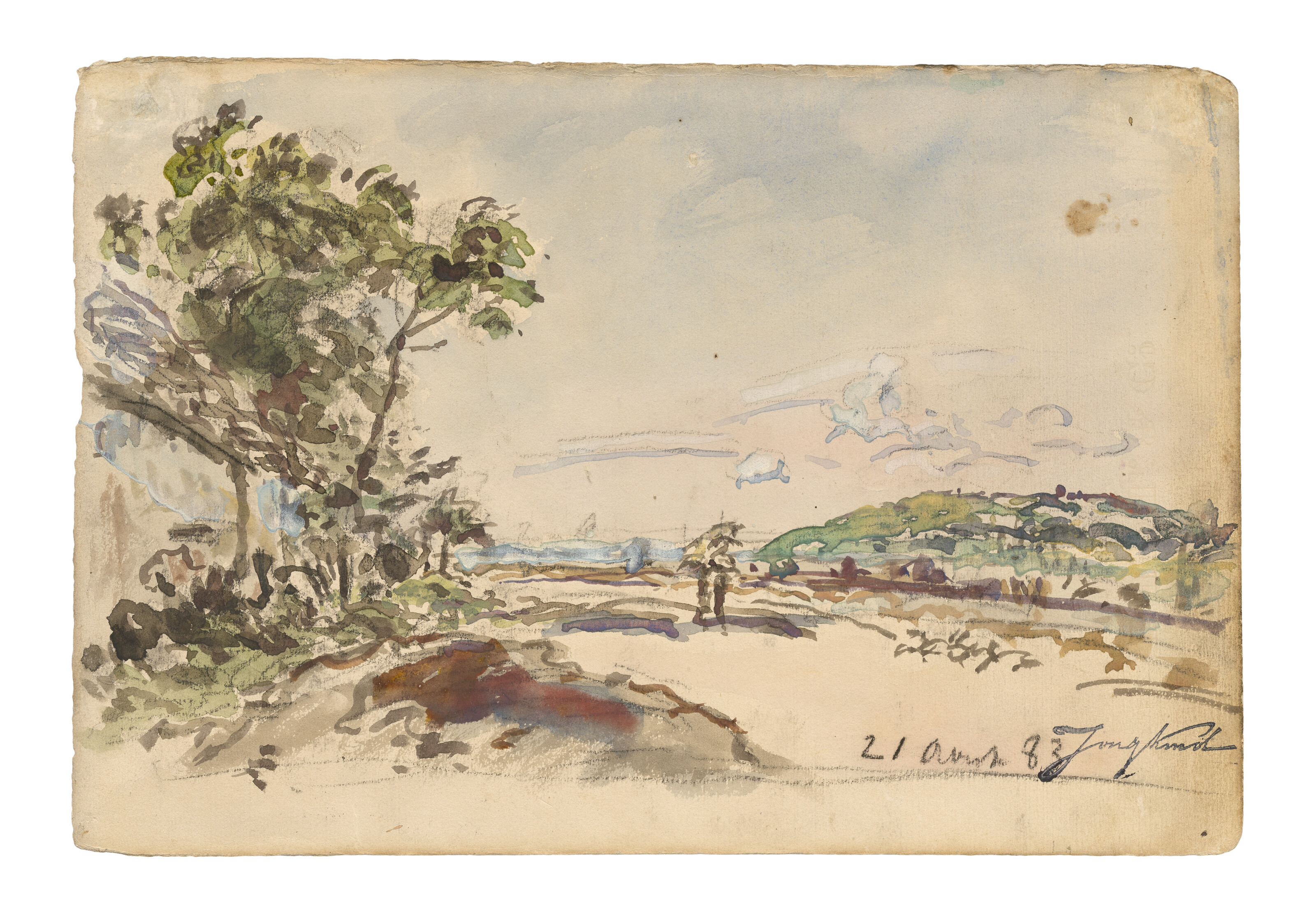 Johan Barthold Jongkind — Деревенская вылазка, Дофине ( прямая и оборотная стороны ), изображение 3