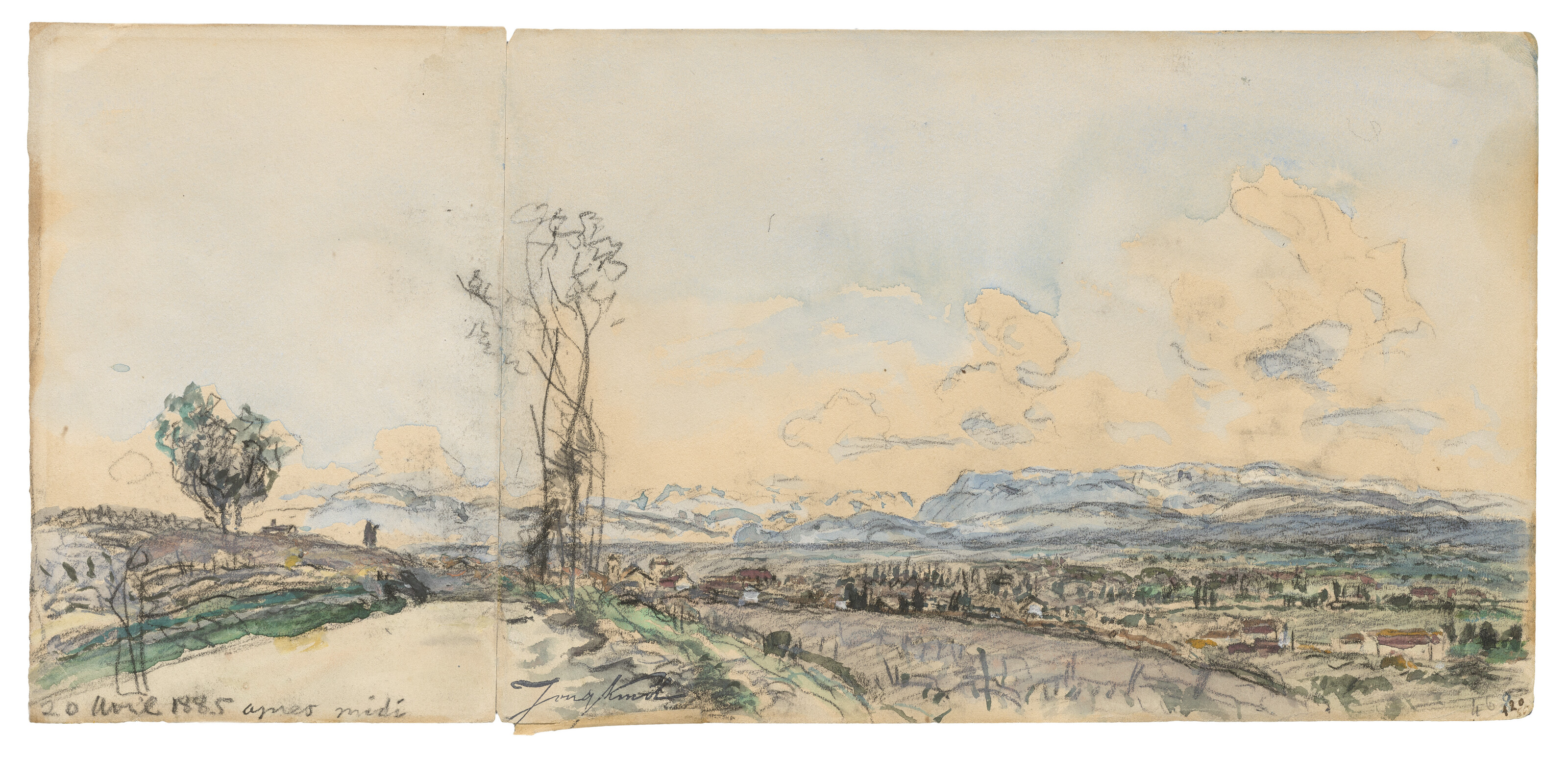 Johan Barthold Jongkind — Дорога Бальбинов, Кот-Сент-Андре ( прямая ; оборотная сторона ), изображение 2