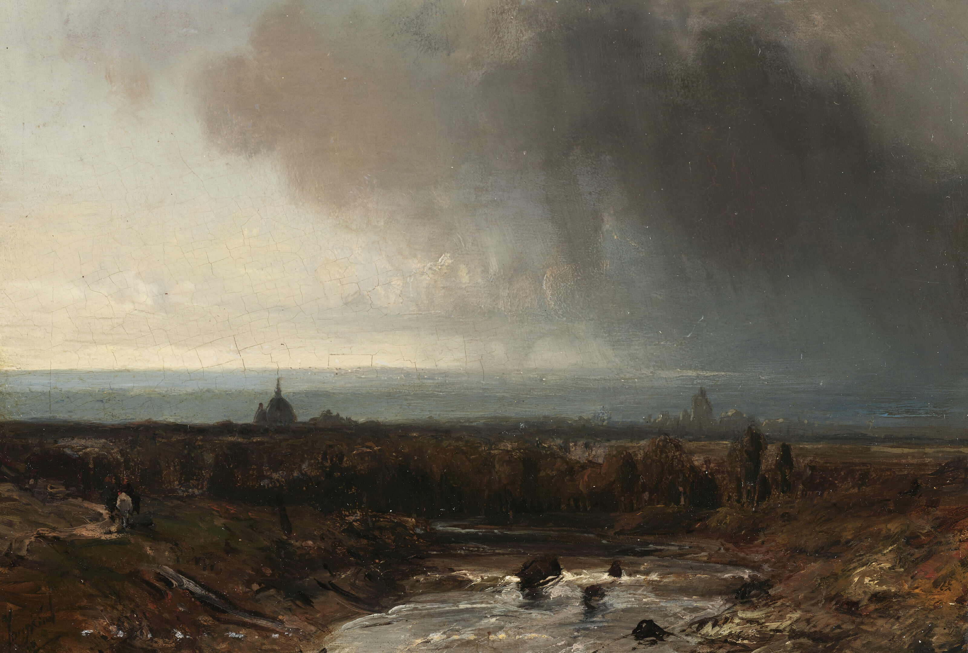 Johan Barthold Jongkind — Речной пейзаж под грозовым небом
