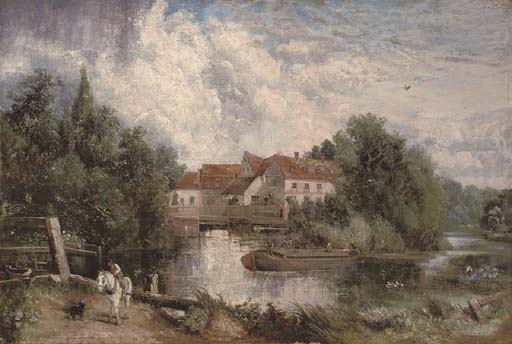 John Constable — Мельница во Флэтфорде с фигурой на белом коне на переднем плане