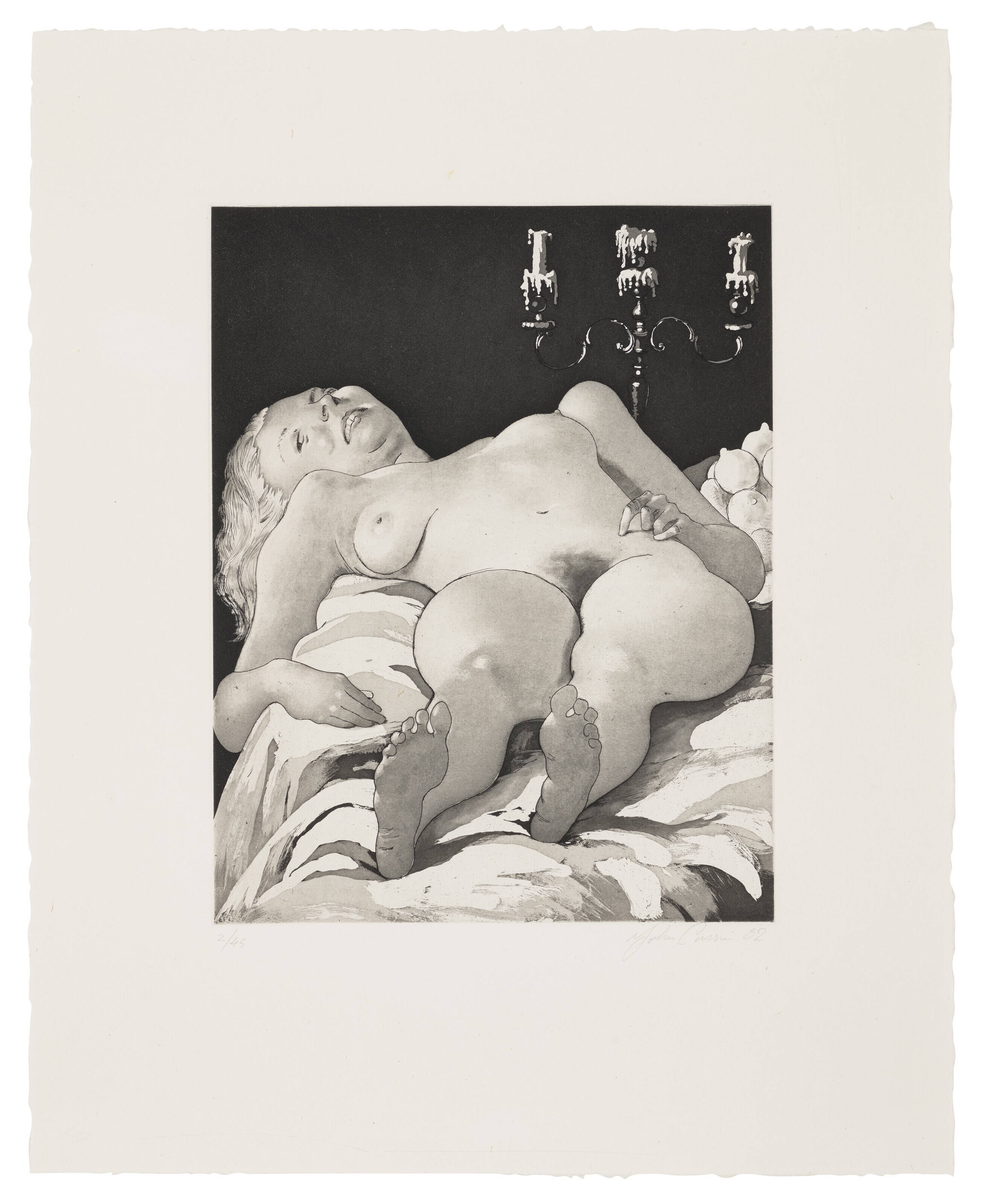 John Currin — Обнаженная на столе
