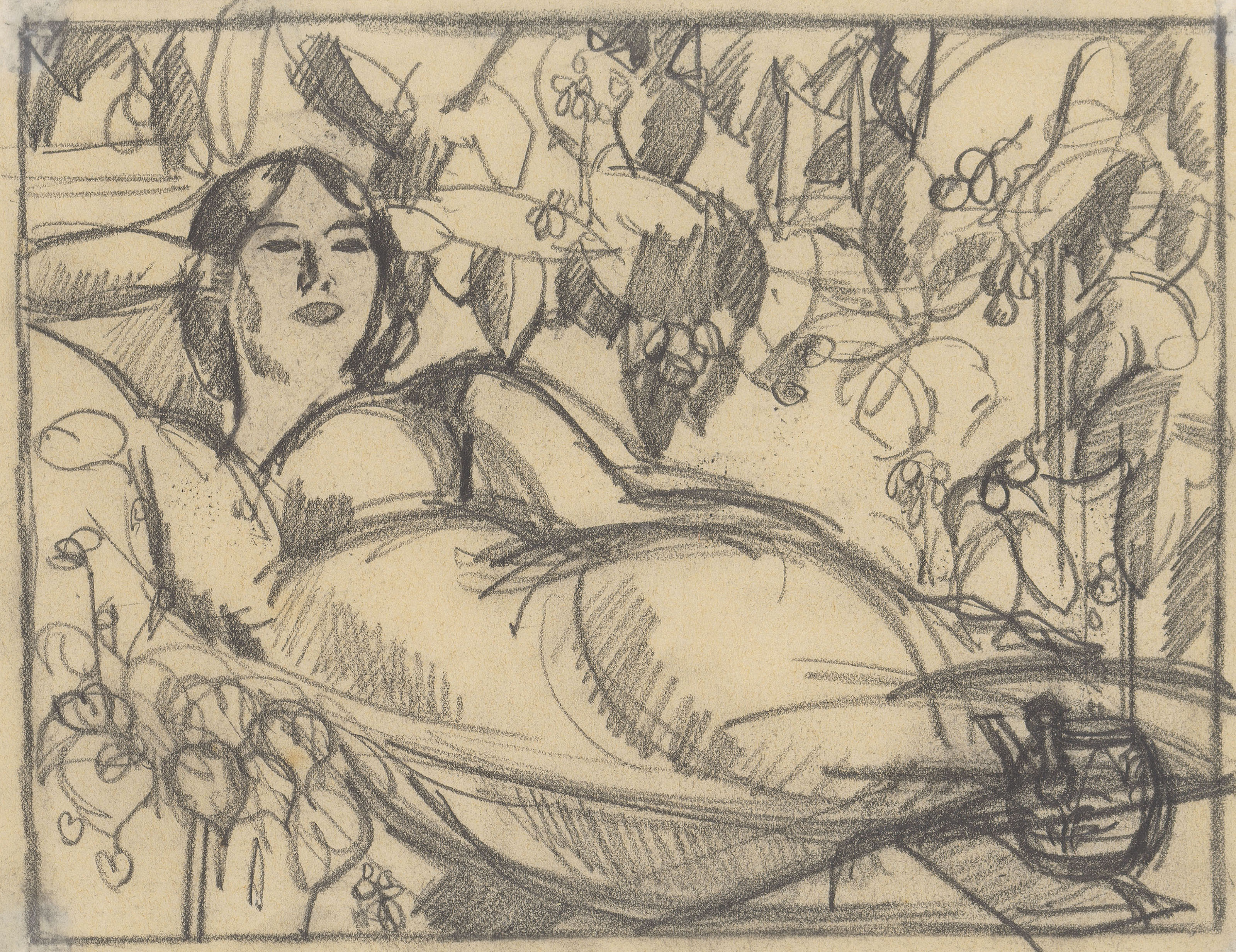John Duncan Fergusson — Маргарет Моррис в гамаке в la Petite Farandole, Антиб