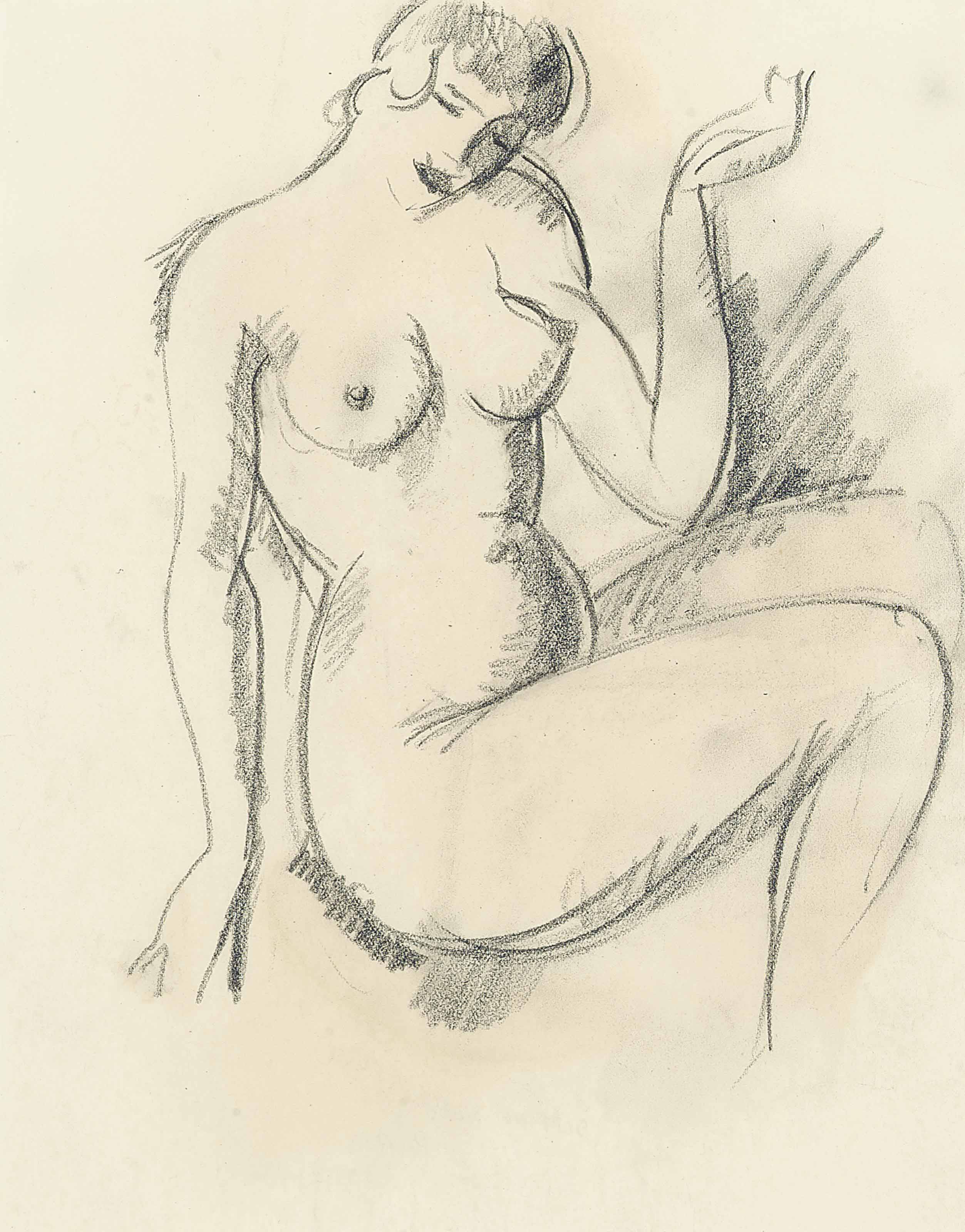 John Duncan Fergusson — Сидящая обнаженная натура, Париж
