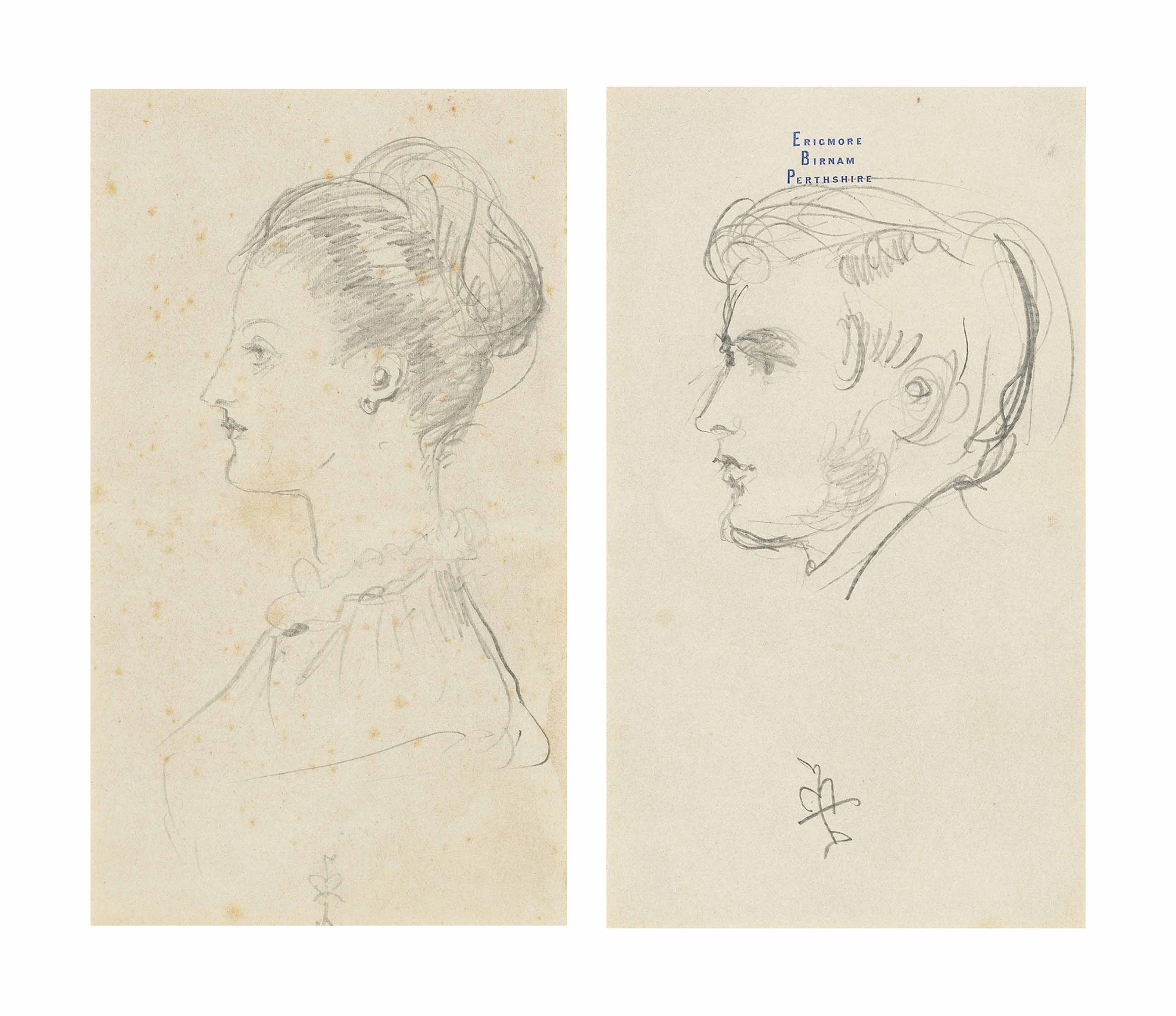 John Everett Millais — Портретные этюды Джорджа и Эффи Милле, длина бюста
