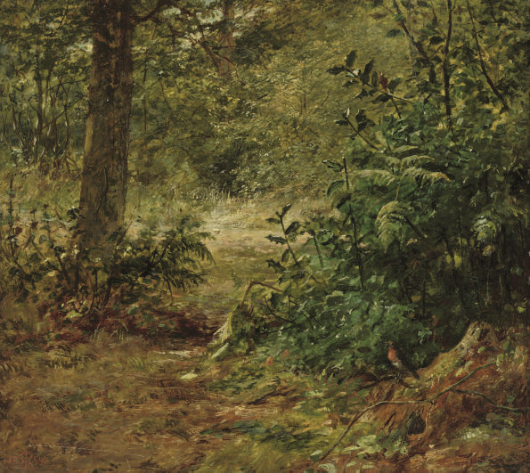 John Everett Millais — Малиновка в лесном пейзаже