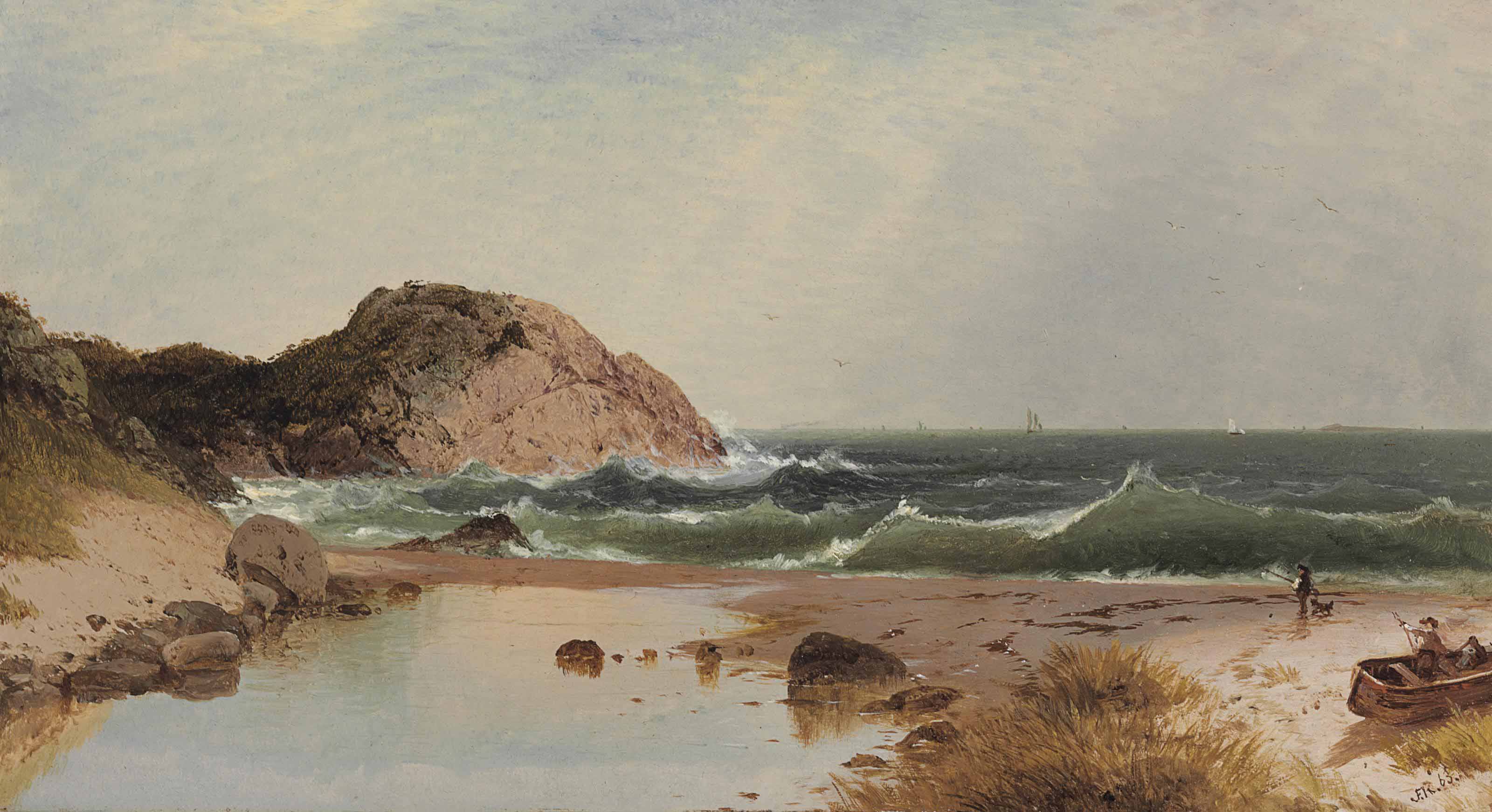 John Frederick Kensett — Пляжная сцена в Игл-Рок, Манчестер-у-моря