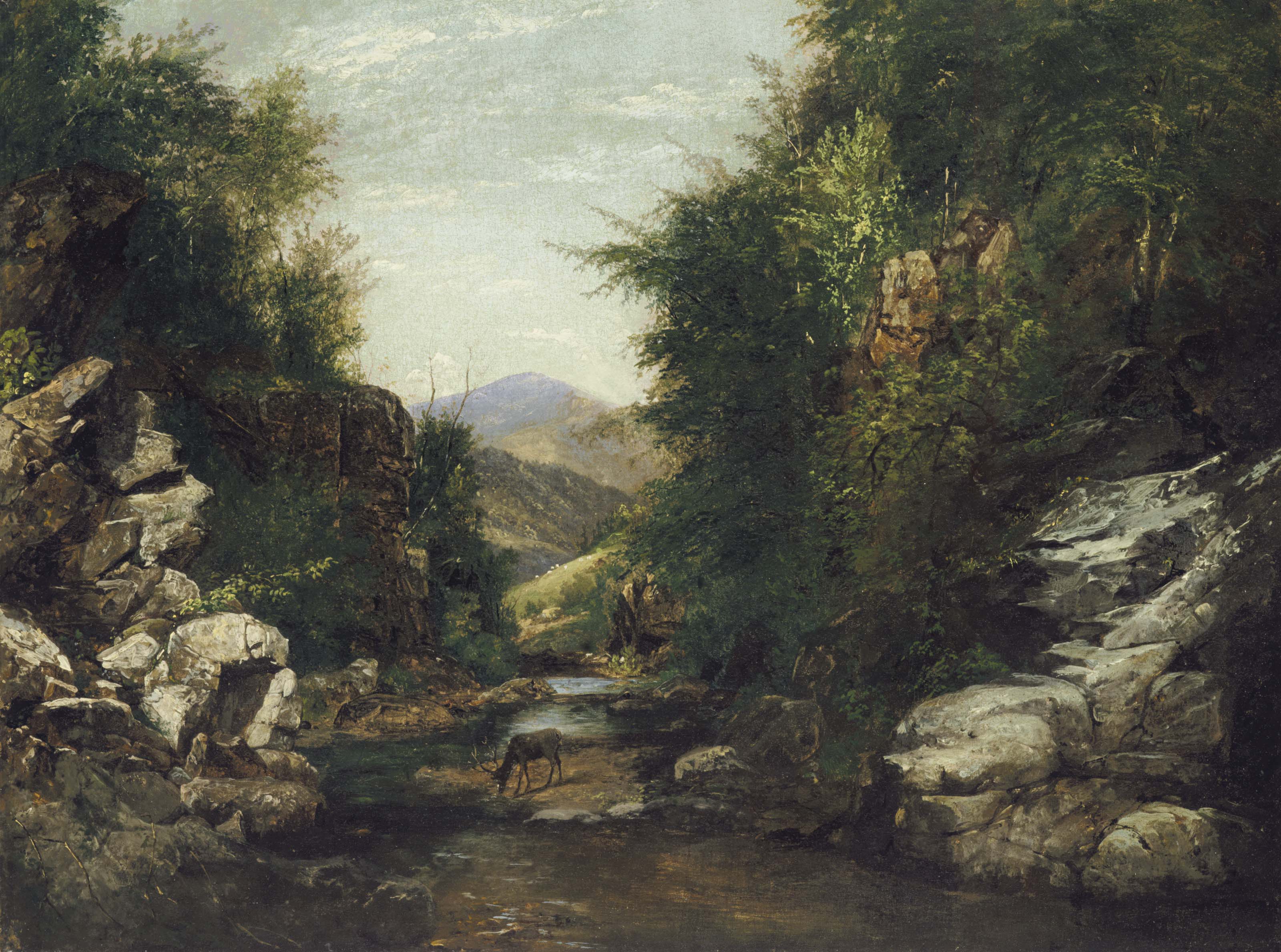 John Frederick Kensett — Рейвен-Хилл, Элизабеттаун, округ Эссекс, Нью-Йорк: Исследование с натуры