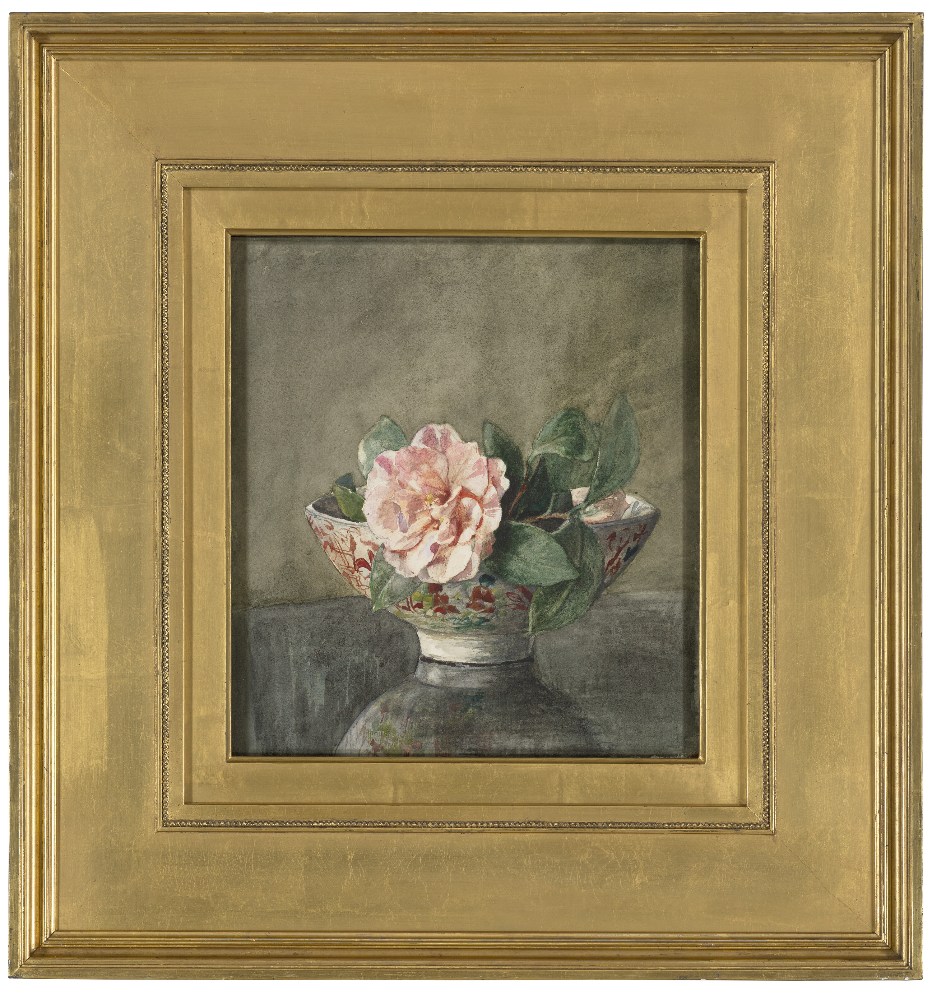 John La Farge — Камелия в старинной китайской вазе на черном лакированном столике, изображение 2