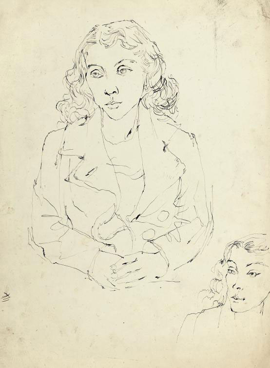 John Minton — Женский портрет в полный рост; вместе с тремя этюдами обнаженной натуры