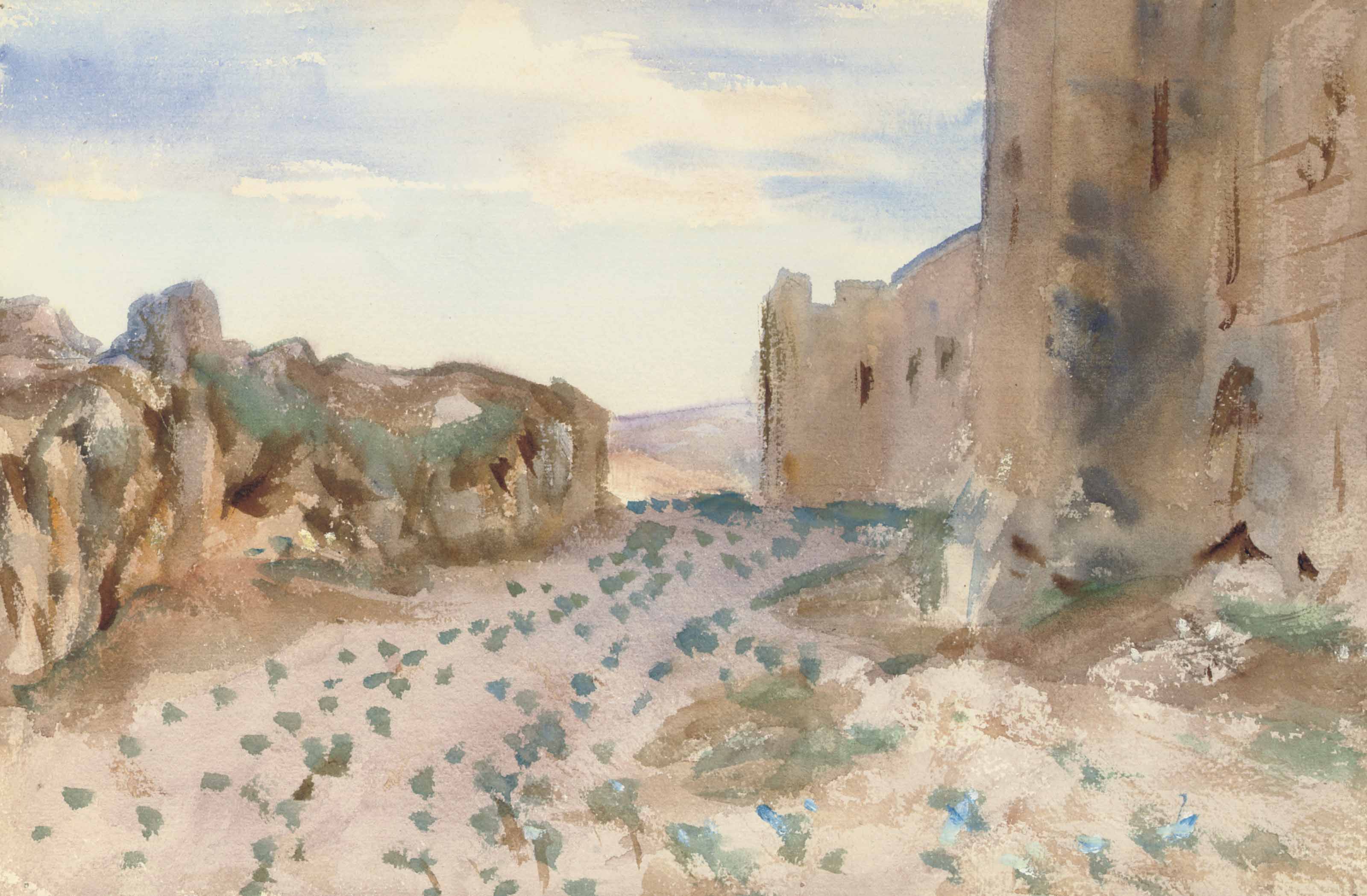 John Singer Sargent — Крепость, дорога и скалы