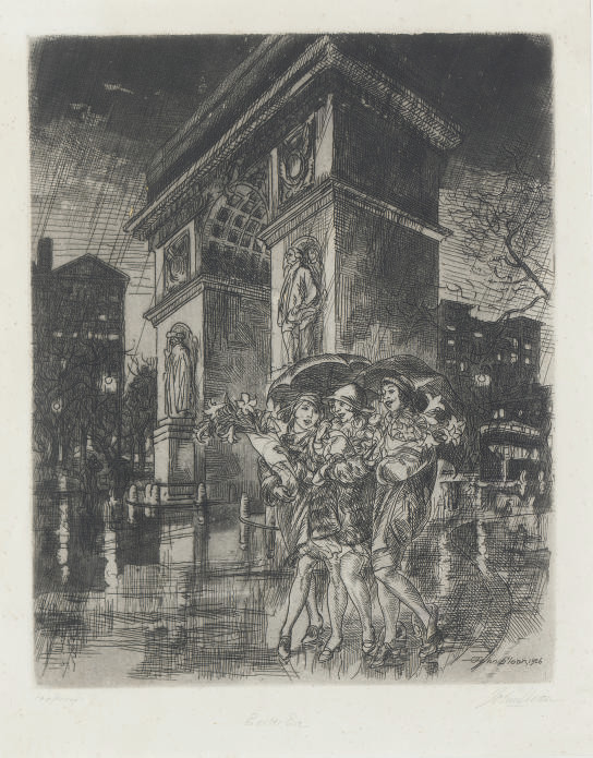 John Sloan — Канун Пасхи, Вашингтон-сквер (азбука Морзе, 222)
