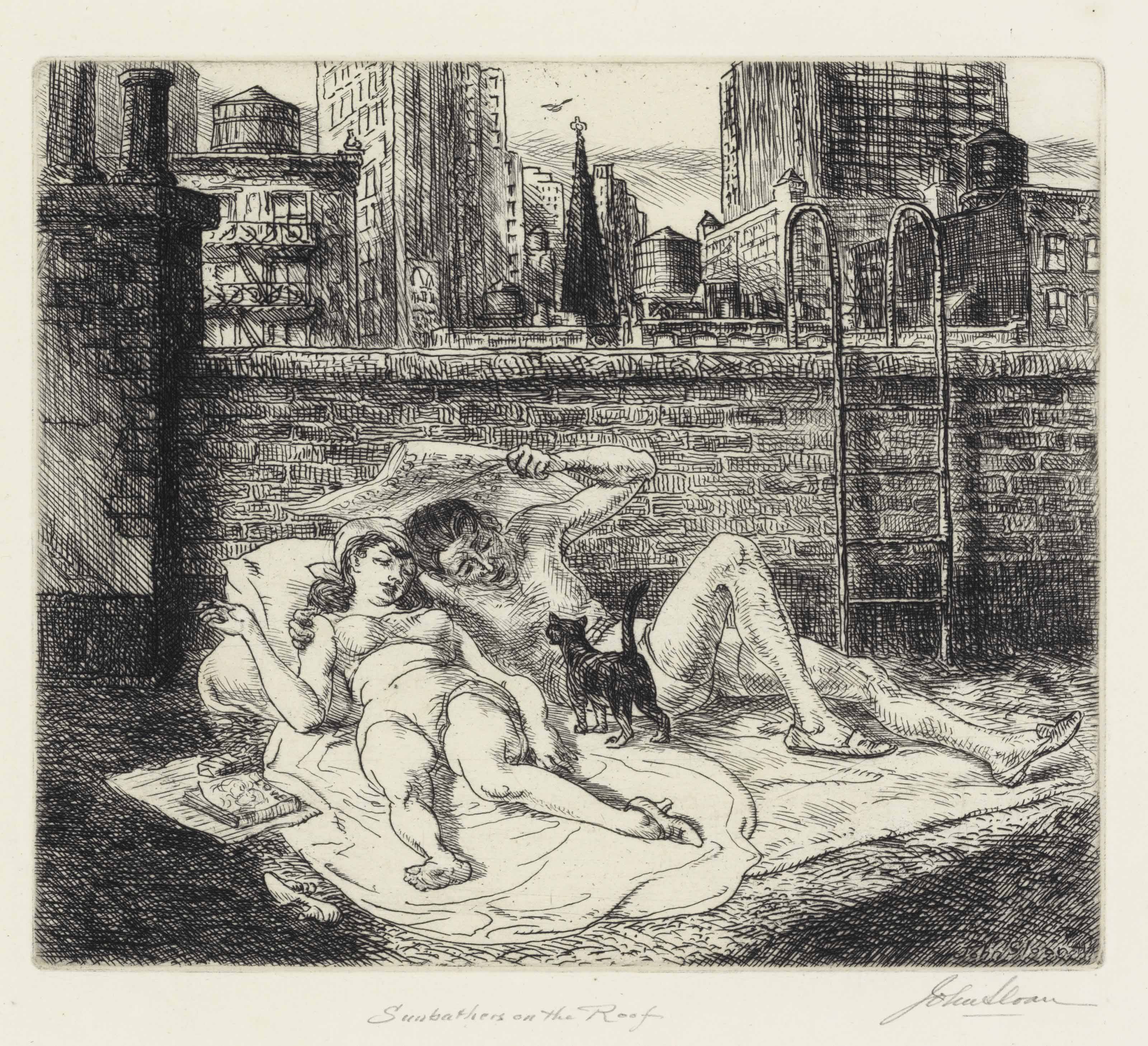John Sloan — Загорающие на крыше