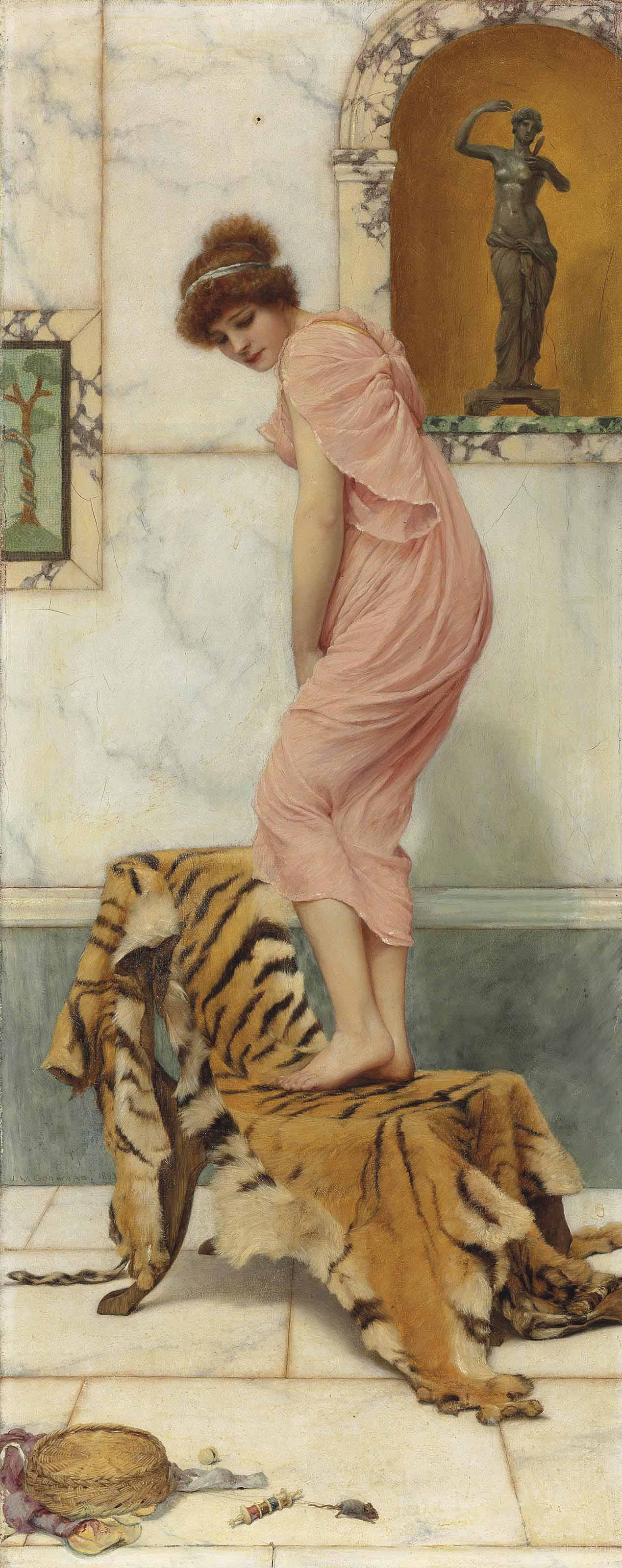John William Godward — Мышь в рабочей корзинке