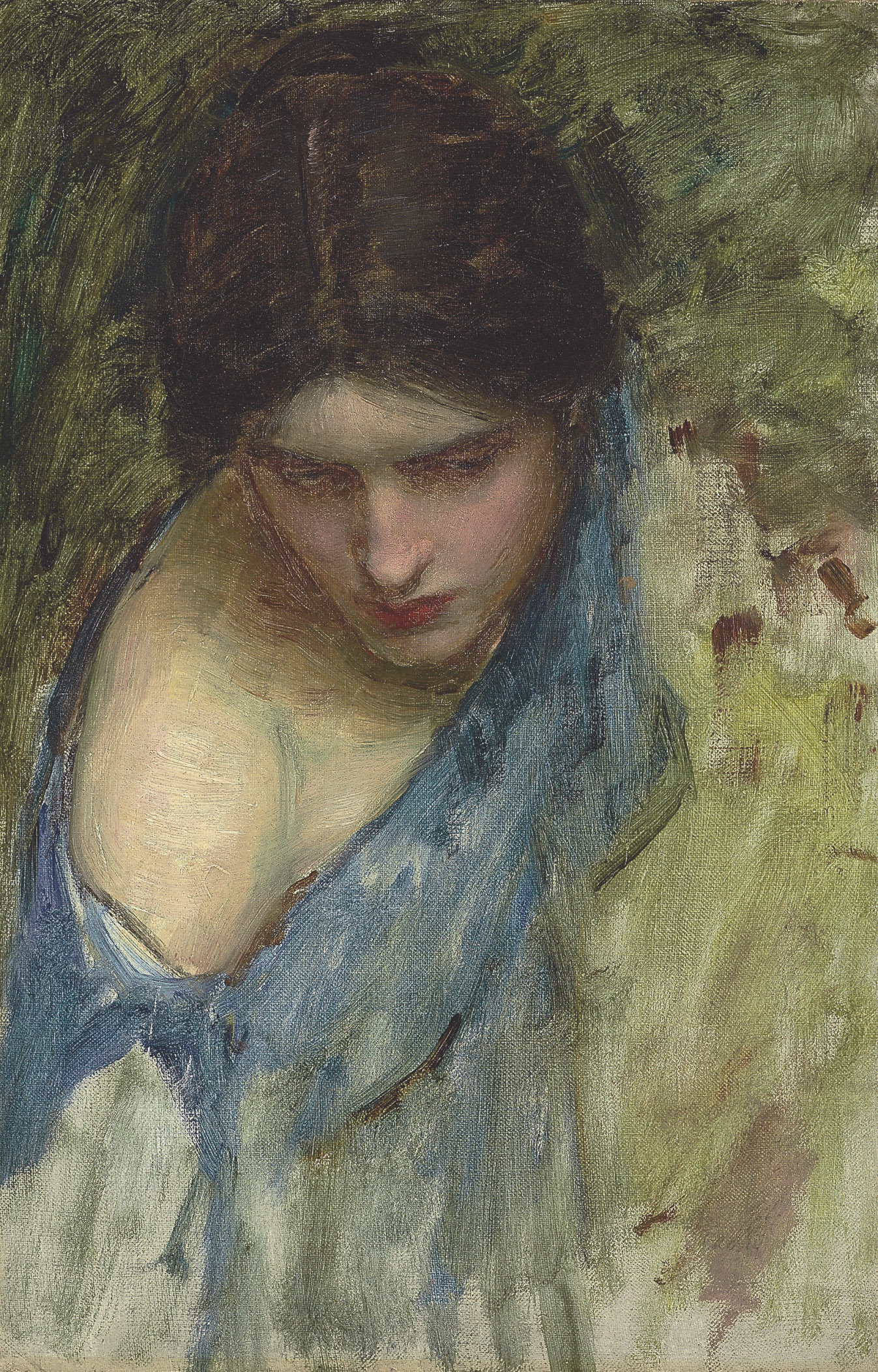 John William Waterhouse — Нимфы, нашедшие голову Орфея: набросок нимфы слева
