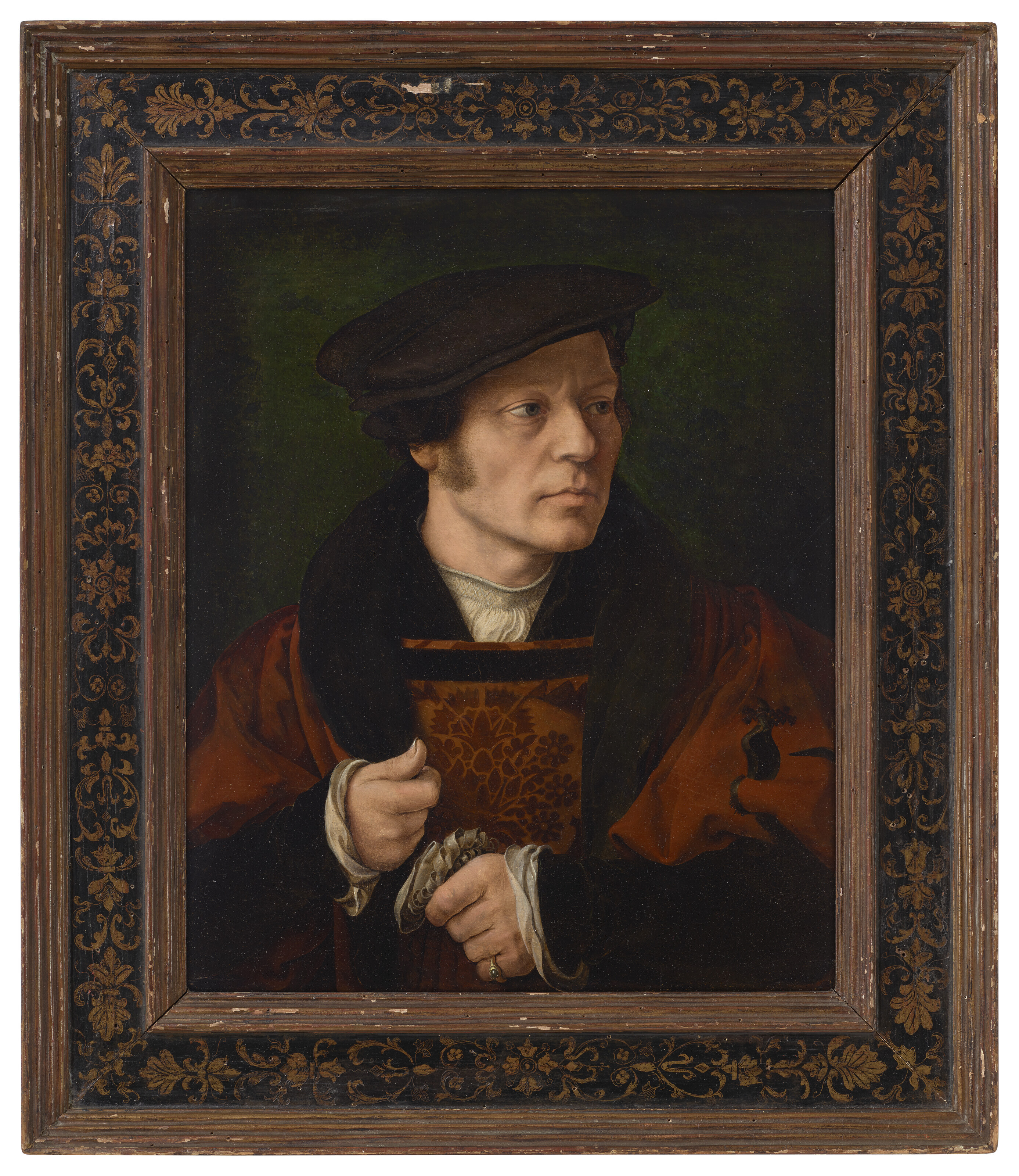 Joos Van Cleve — Портрет джентльмена, держащего перчатки длиной до пояса, изображение 2