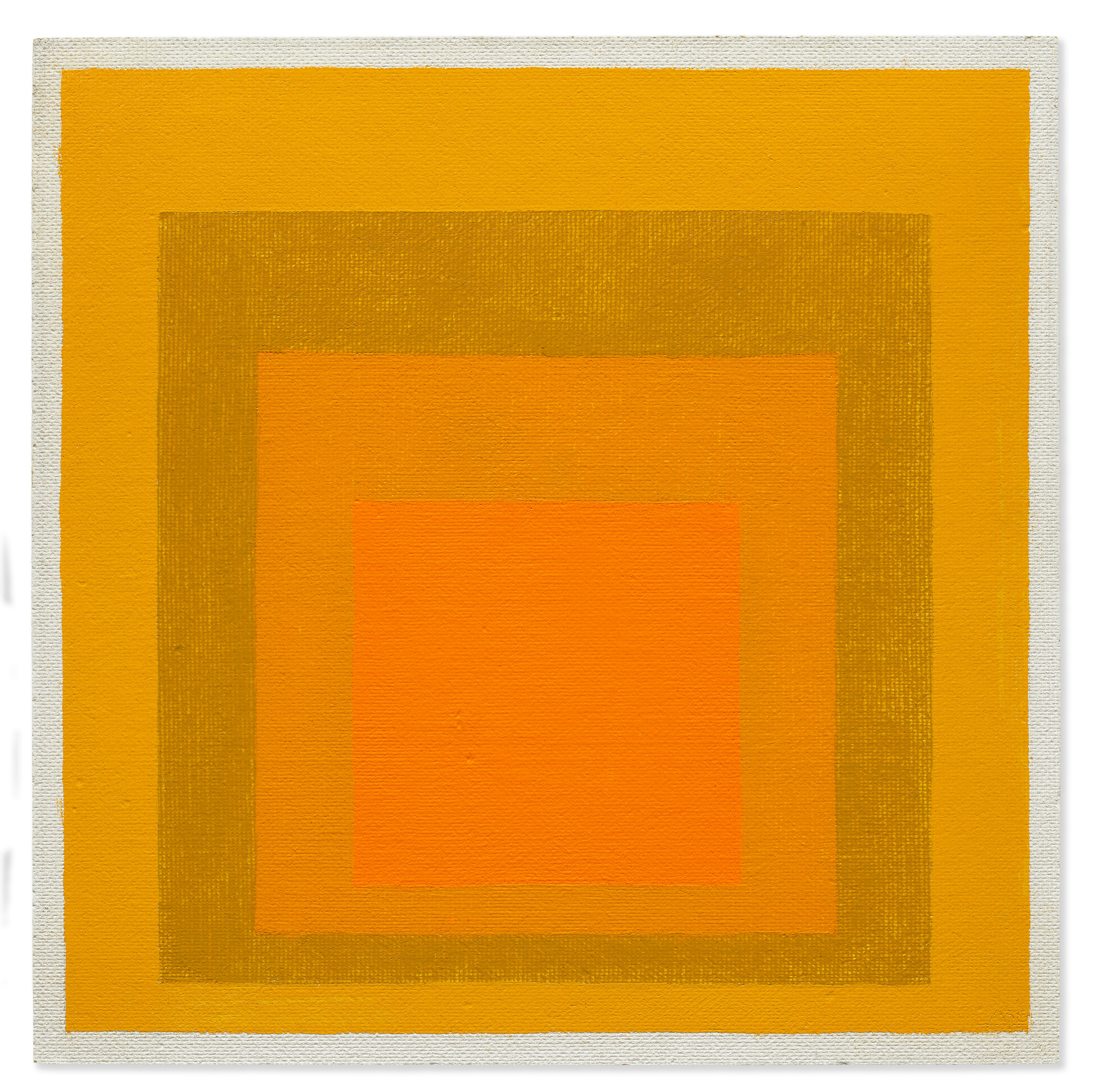 Josef Albers — Этюд в честь Площади: два теплых оранжевых с зеленоватым и бледно-желтым, изображение 2