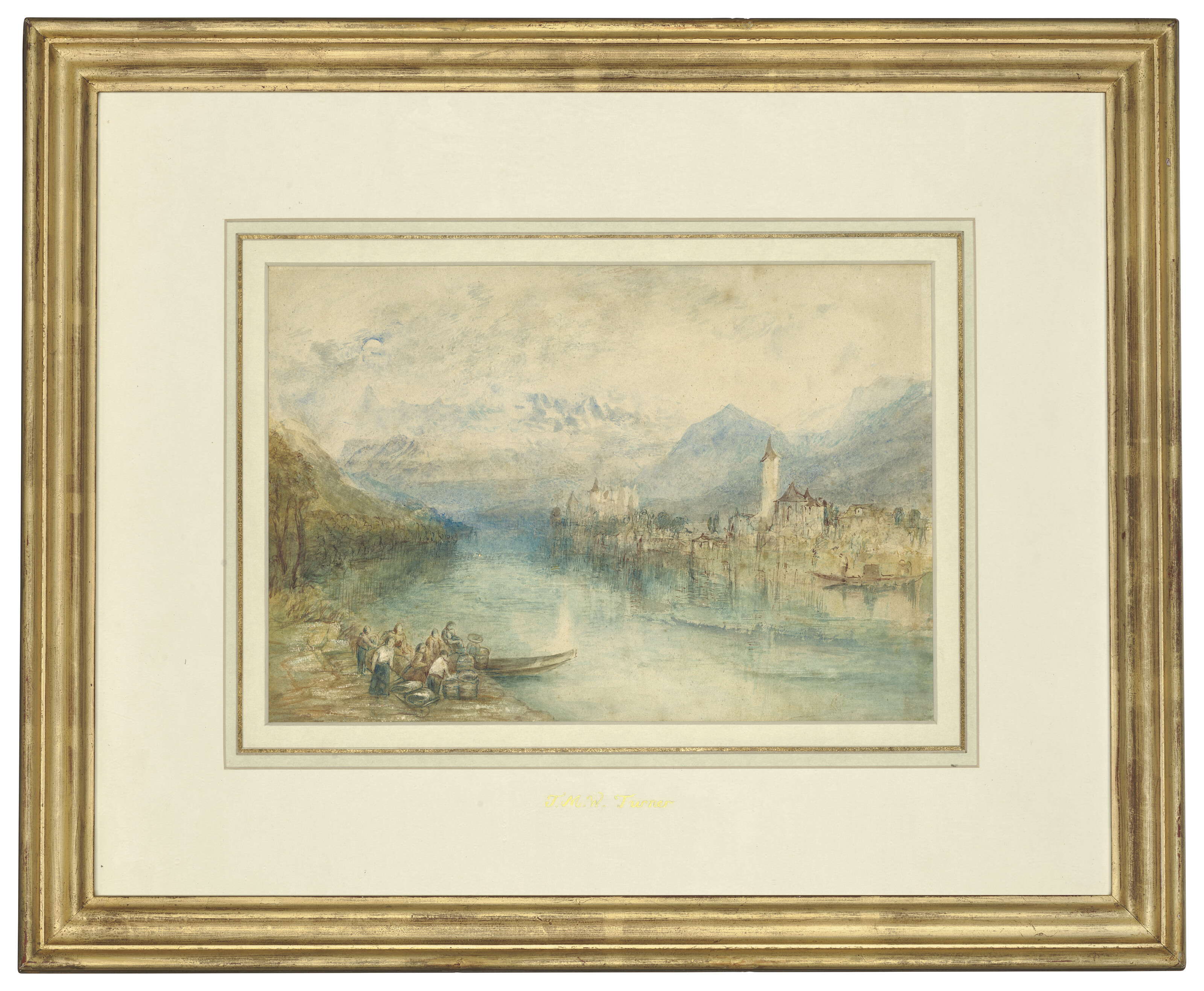 Joseph Mallord William Turner — Вид на озеро Тун, с противоположной стороны Шерцлигена, с замком Шадау и Низеном вдалеке, Швейцария, изображение 2