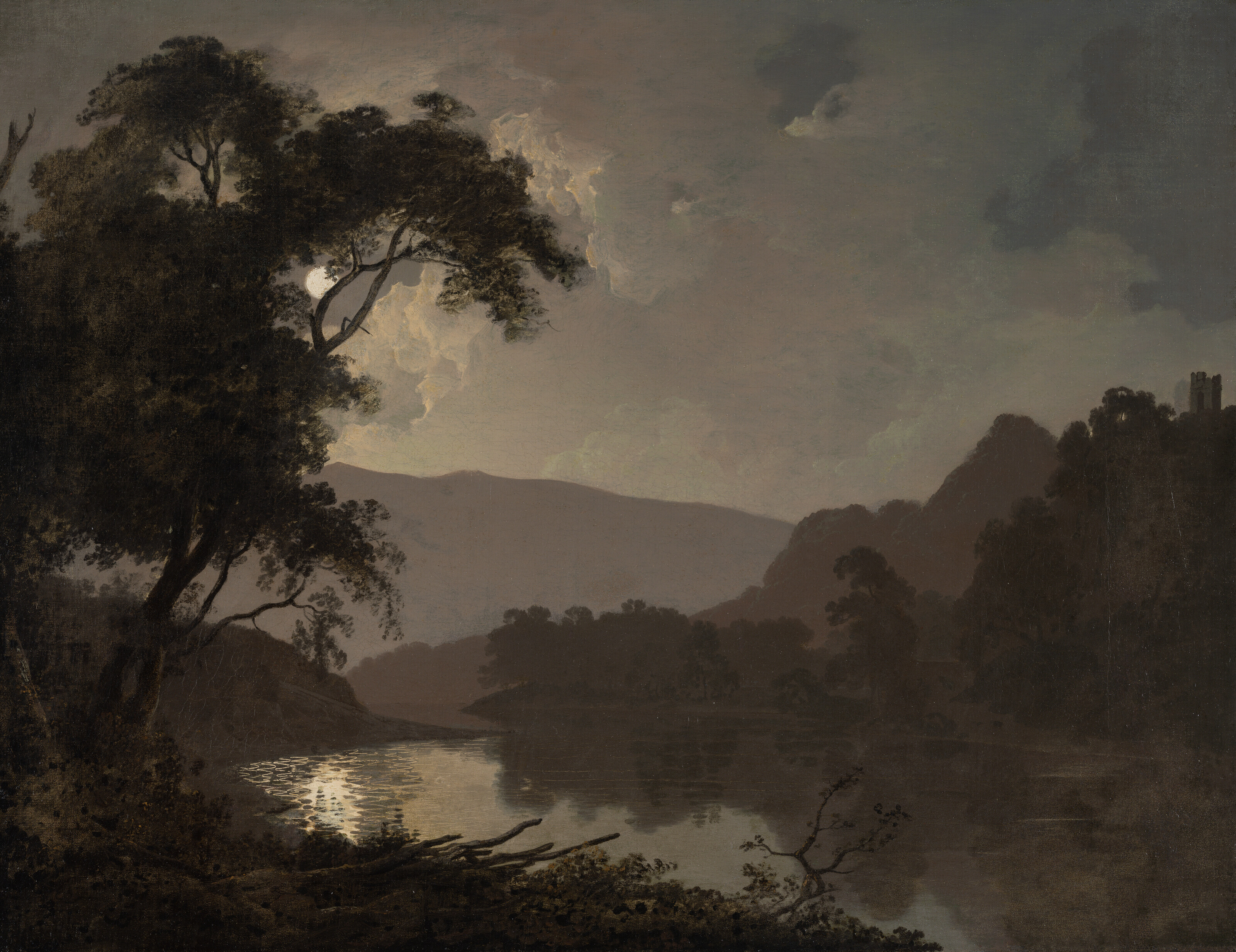 Joseph Wright Of Derby — Залитый лунным светом пейзаж, изображение 1