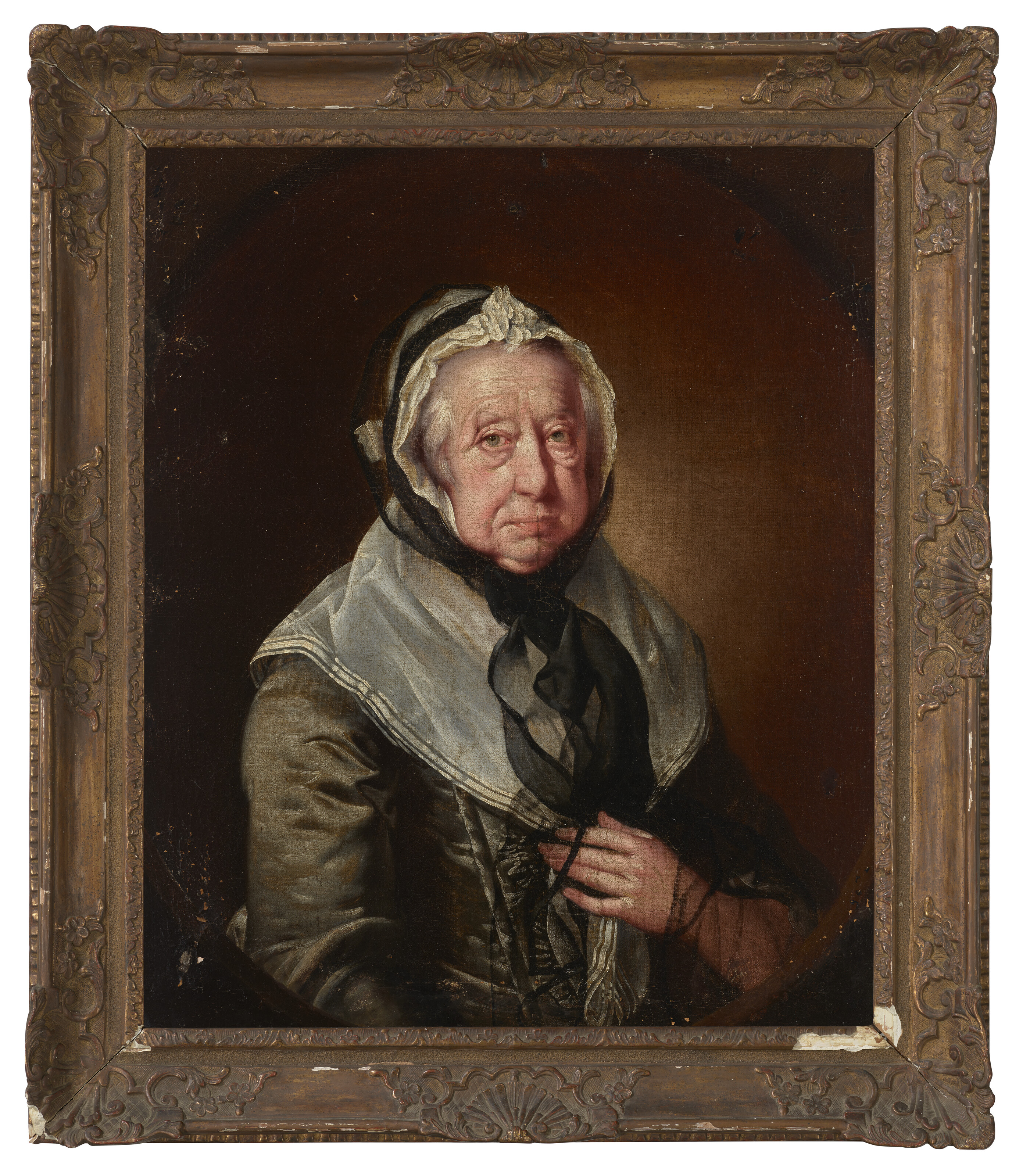 Joseph Wright Of Derby — Портрет пожилой женщины, сидящей в полный рост в притворном овальном кресле, изображение 2