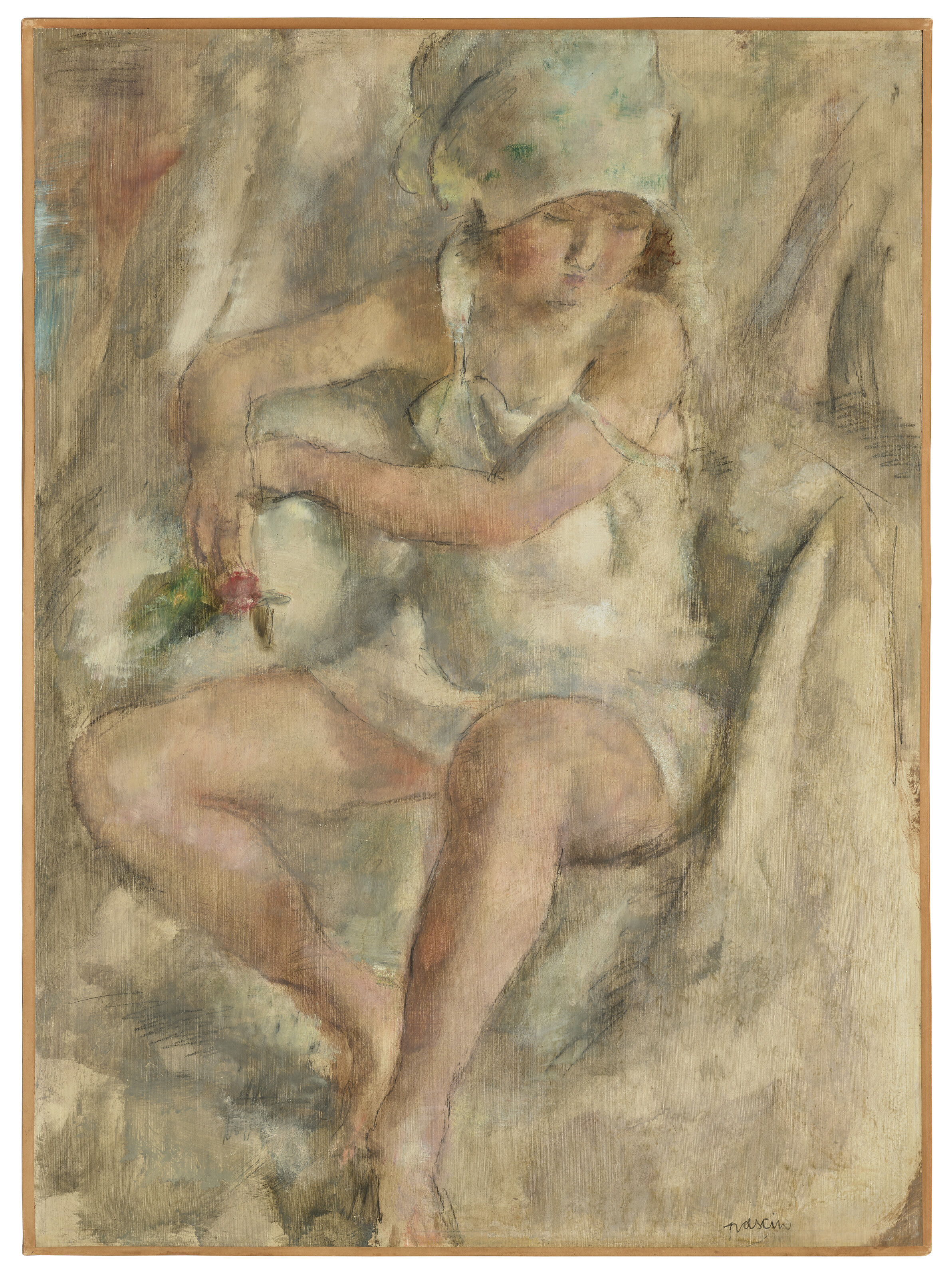 Jules Pascin — Женщина в тюрбане с розами, изображение 2