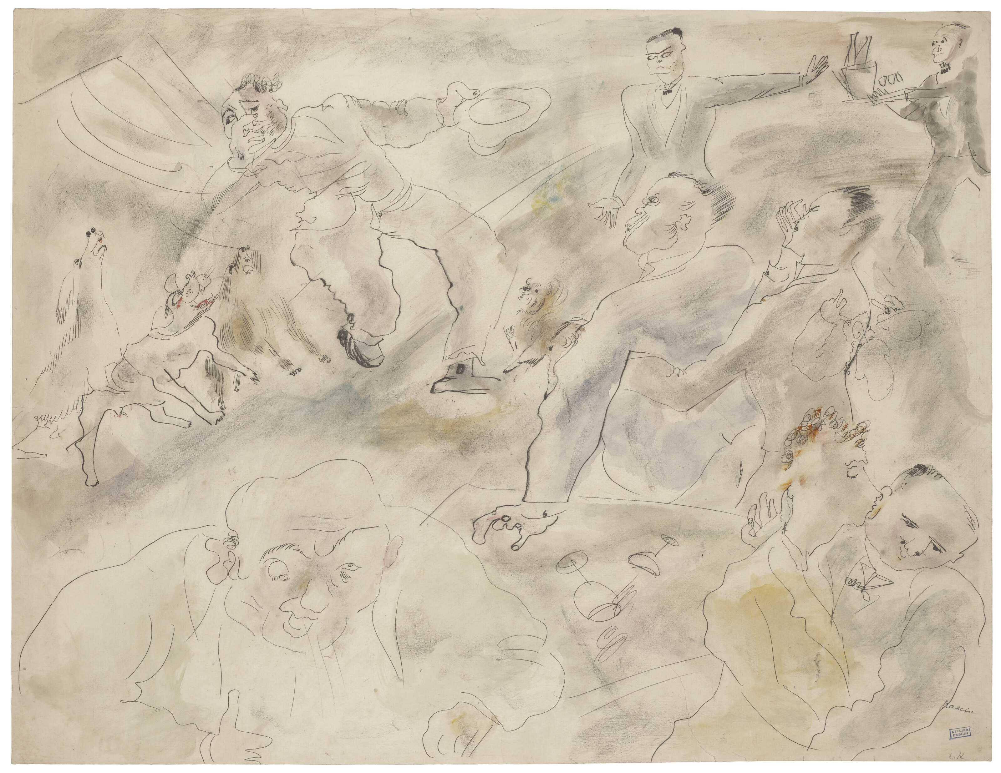 Jules Pascin — Лазарь и до безумия богатый ( прямая сторона ); Рыцарь флейты ( оборотная сторона ), изображение 2