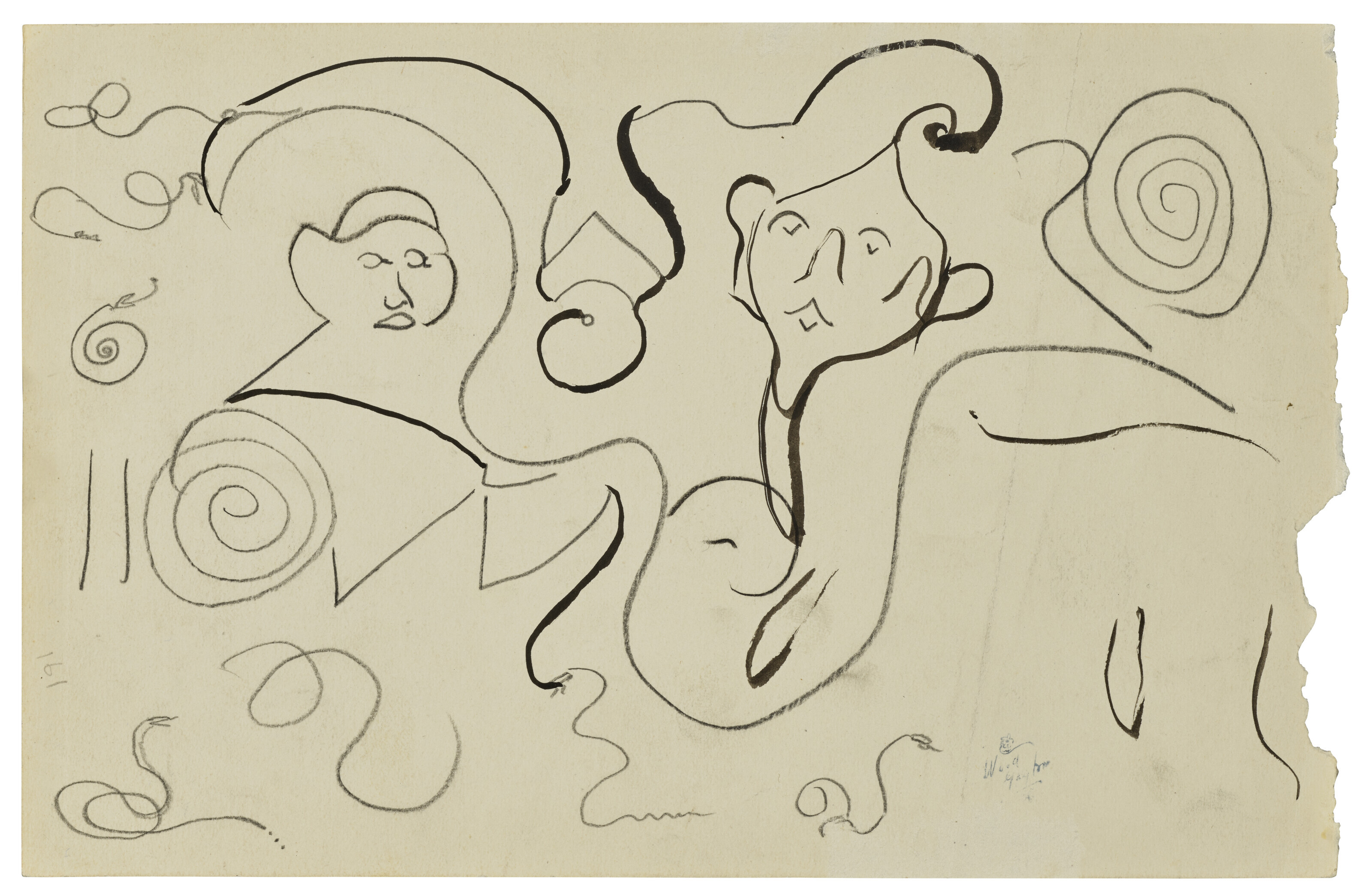 Jules Pascin — (i) Персонаж (ii) Автопортрет молодых женщин ( справа); Этюды с лицами (сзади) (iii) Эрмина Давид Экриван, изображение 6