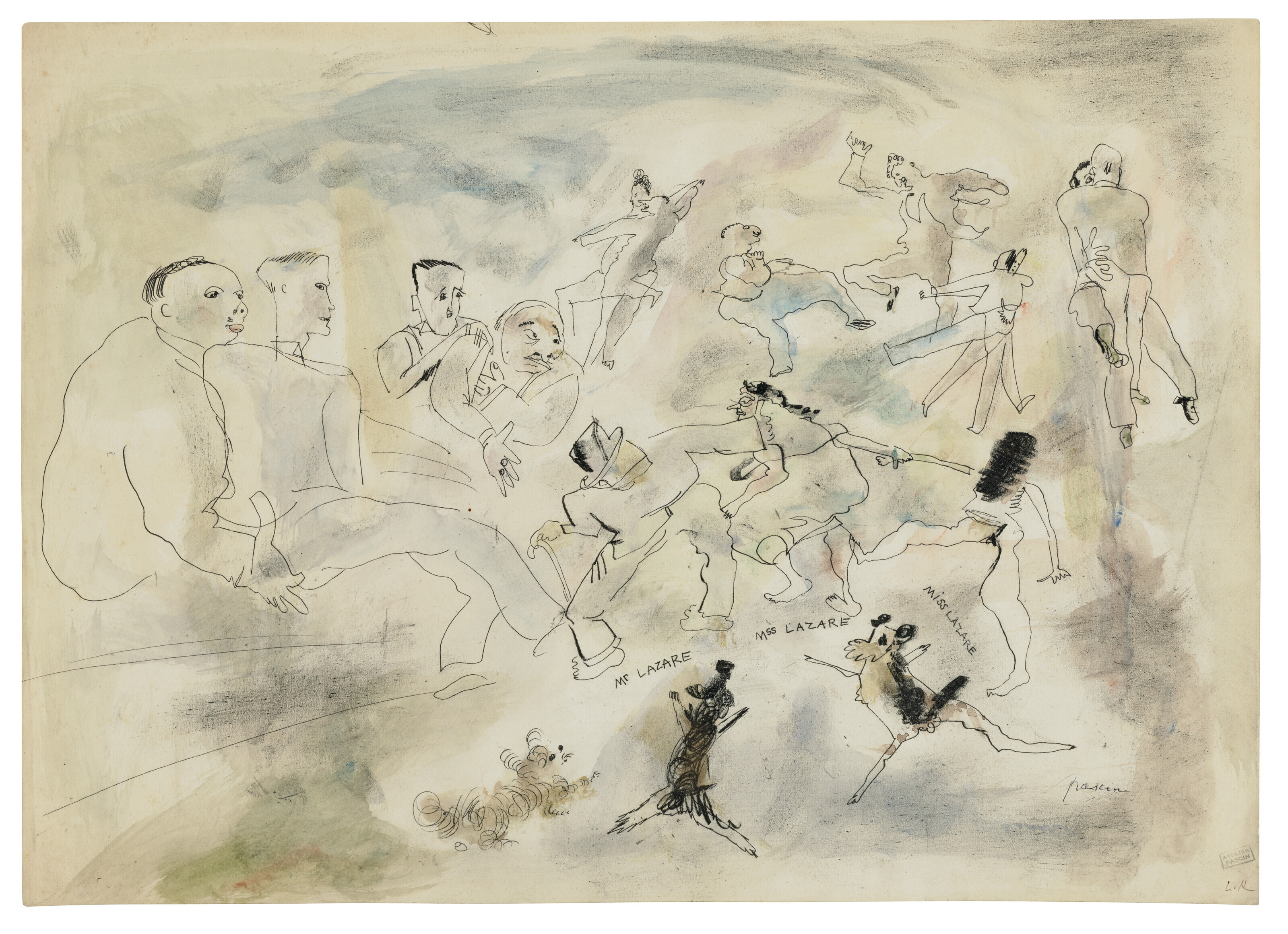 Jules Pascin — Мистер Лазар, миссис Лазар, мисс Лазар, изображение 2