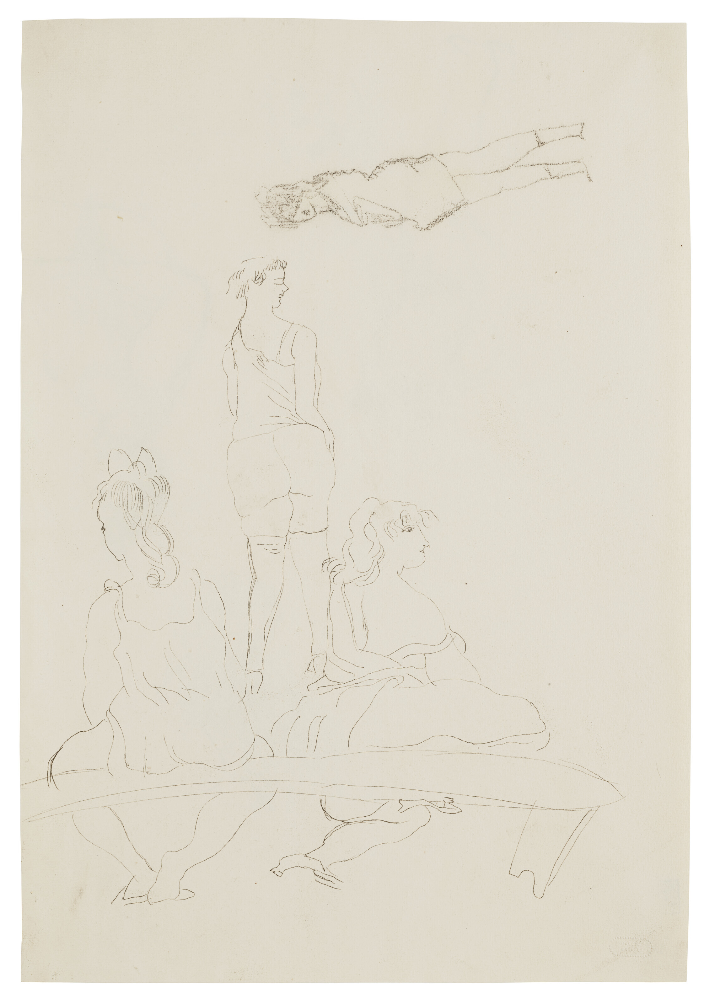 Jules Pascin — (i) Женский дебют (ii) Женское платье в голубом стиле ( спереди ); Разнообразные этюды ( сзади ) (iii) Банкетка (сзади ); Женские этюды ( сзади ), изображение 6