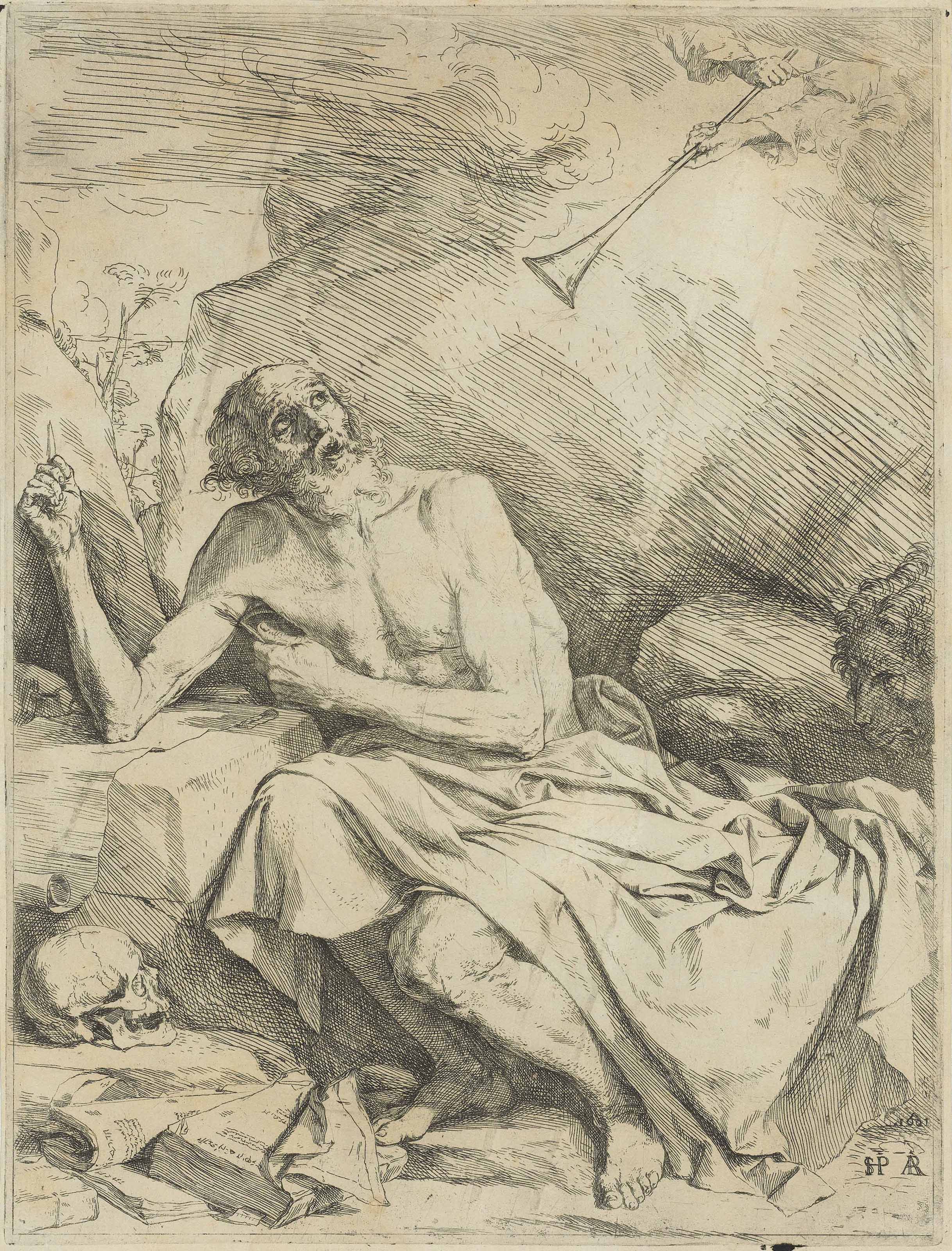 Jusepe de Ribera — Святой Иероним, слышащий звук трубы Страшного суда