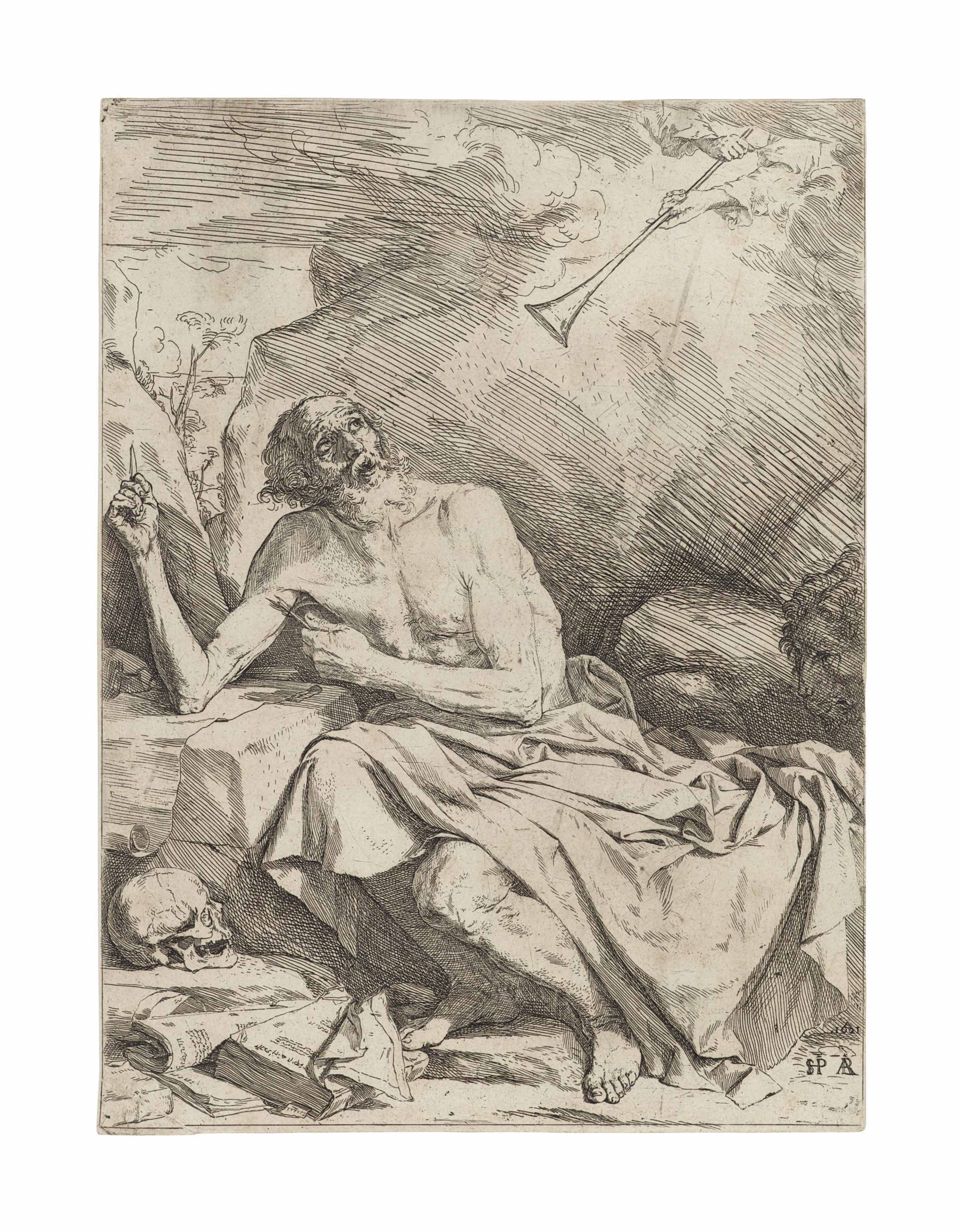 Jusepe de Ribera — Святой Иероним, слышащий звук трубы Страшного суда