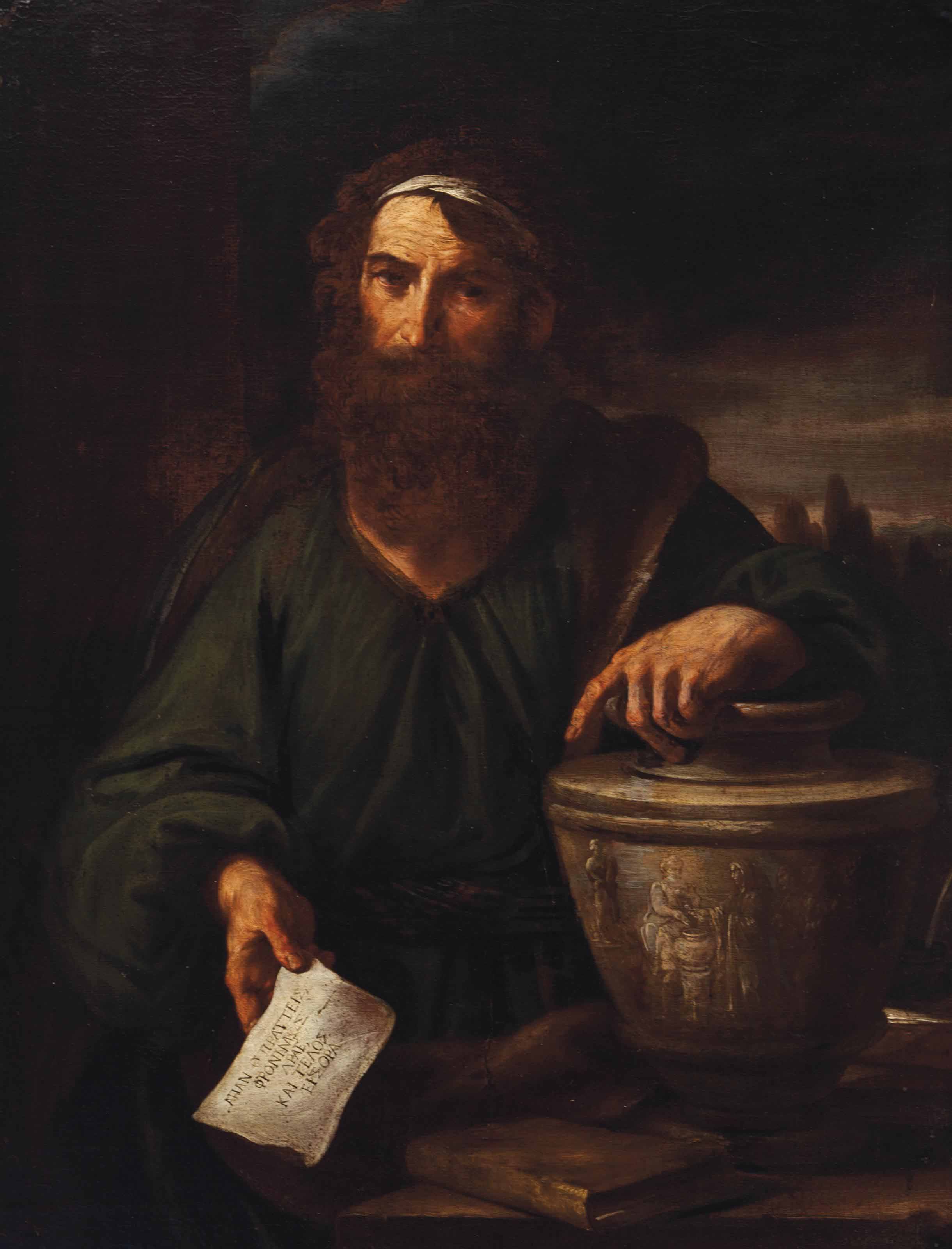 Jusepe de Ribera — Бородатый философ с книгой и урной