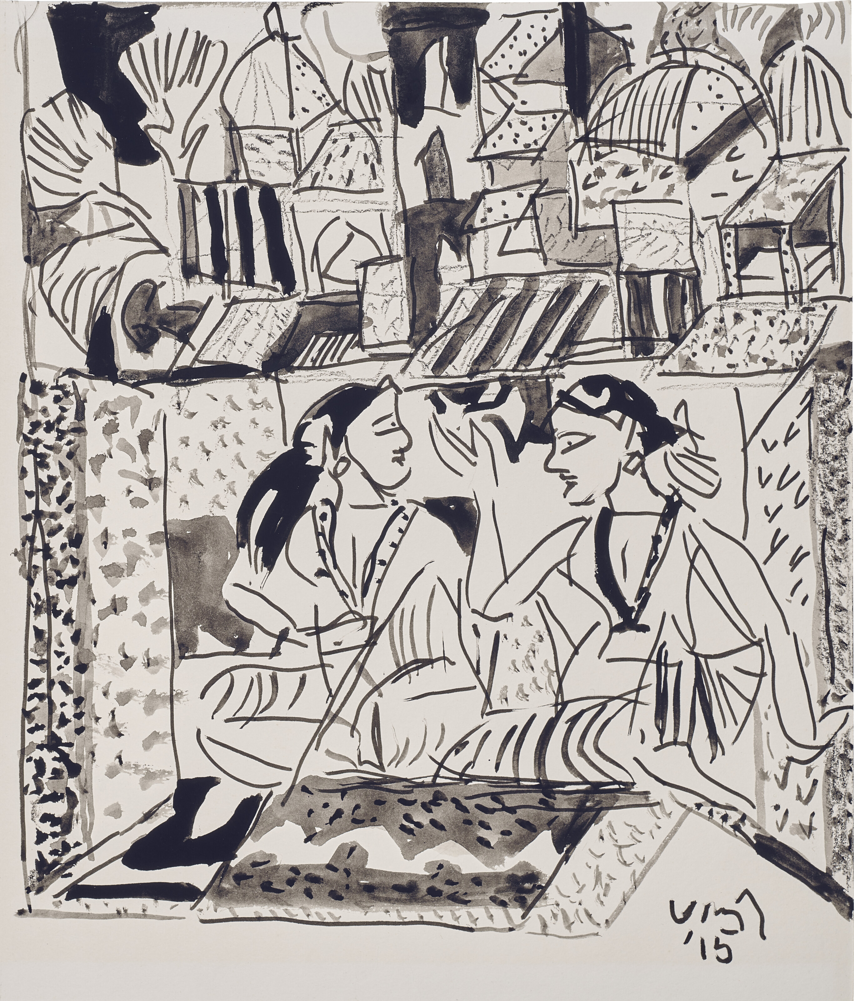 K. G. Subramanyan — Без названия (Женщины в пейзаже)