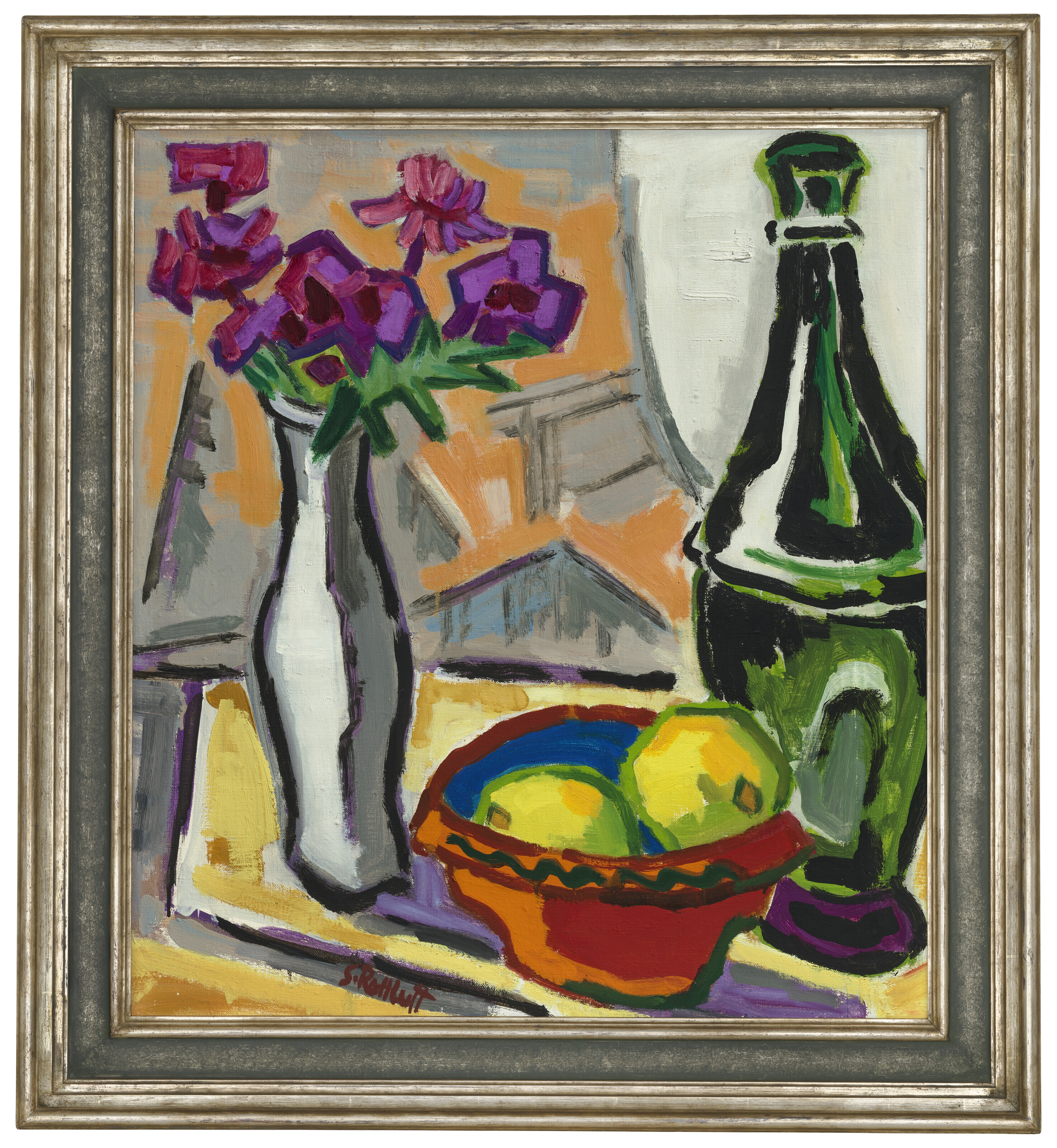 Karl Schmidt-Rottluff — Белая ваза и глиняная фляжка, изображение 2