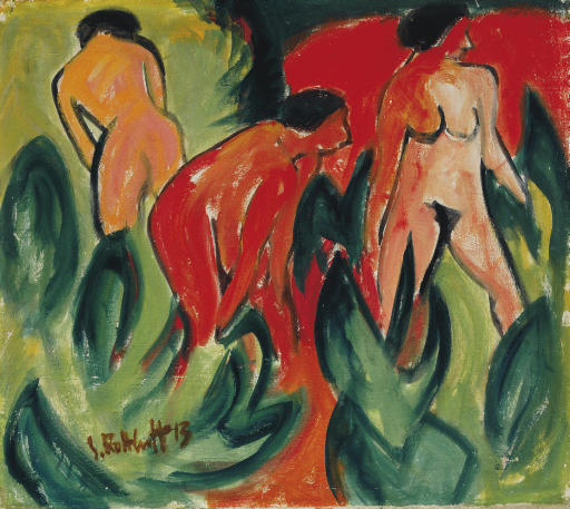 Karl Schmidt-Rottluff — Игра со свободой (Drei badende Frauen)