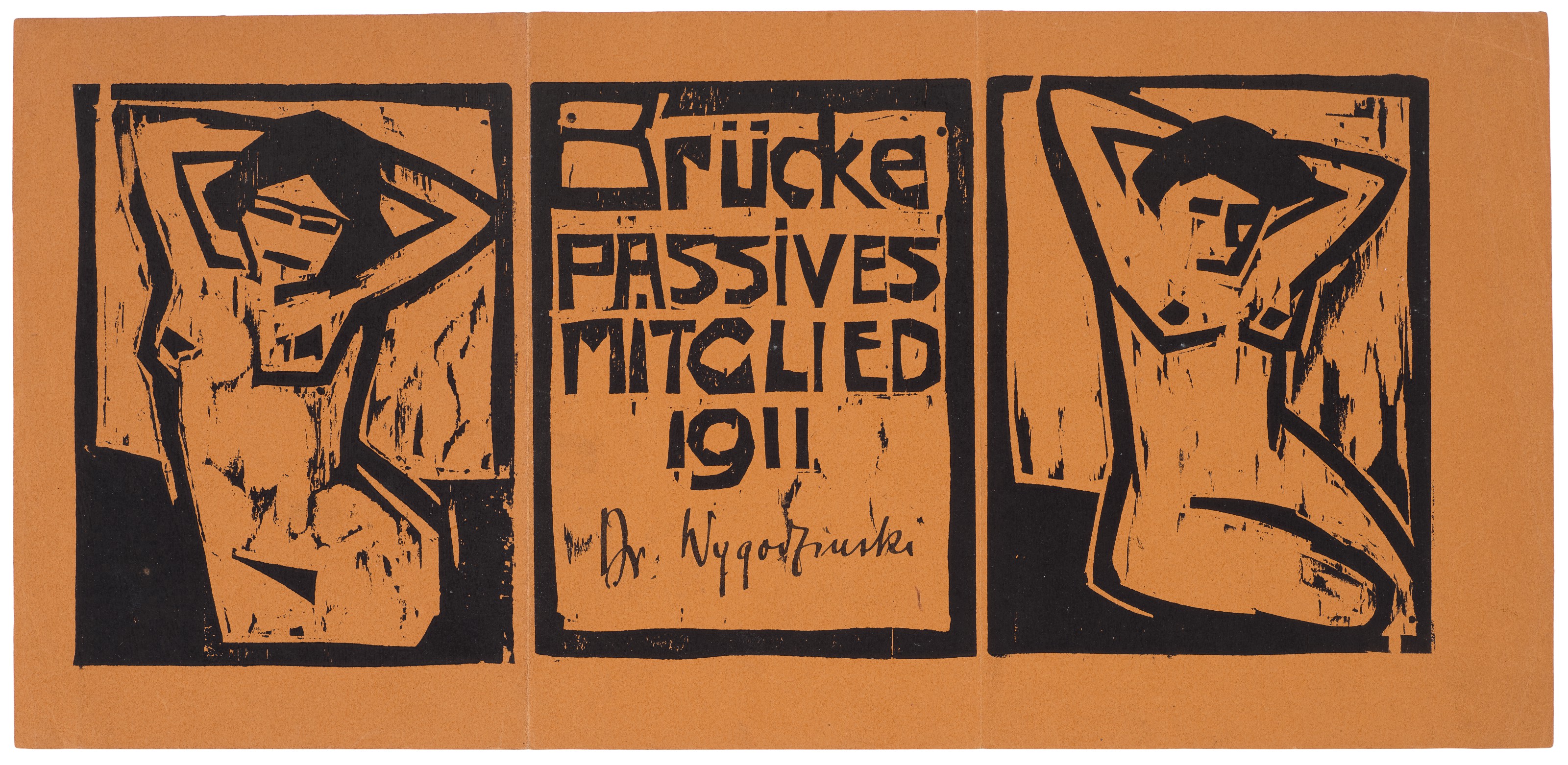 Karl Schmidt-Rottluff — Членский билет для пассивных членов Die Brücke