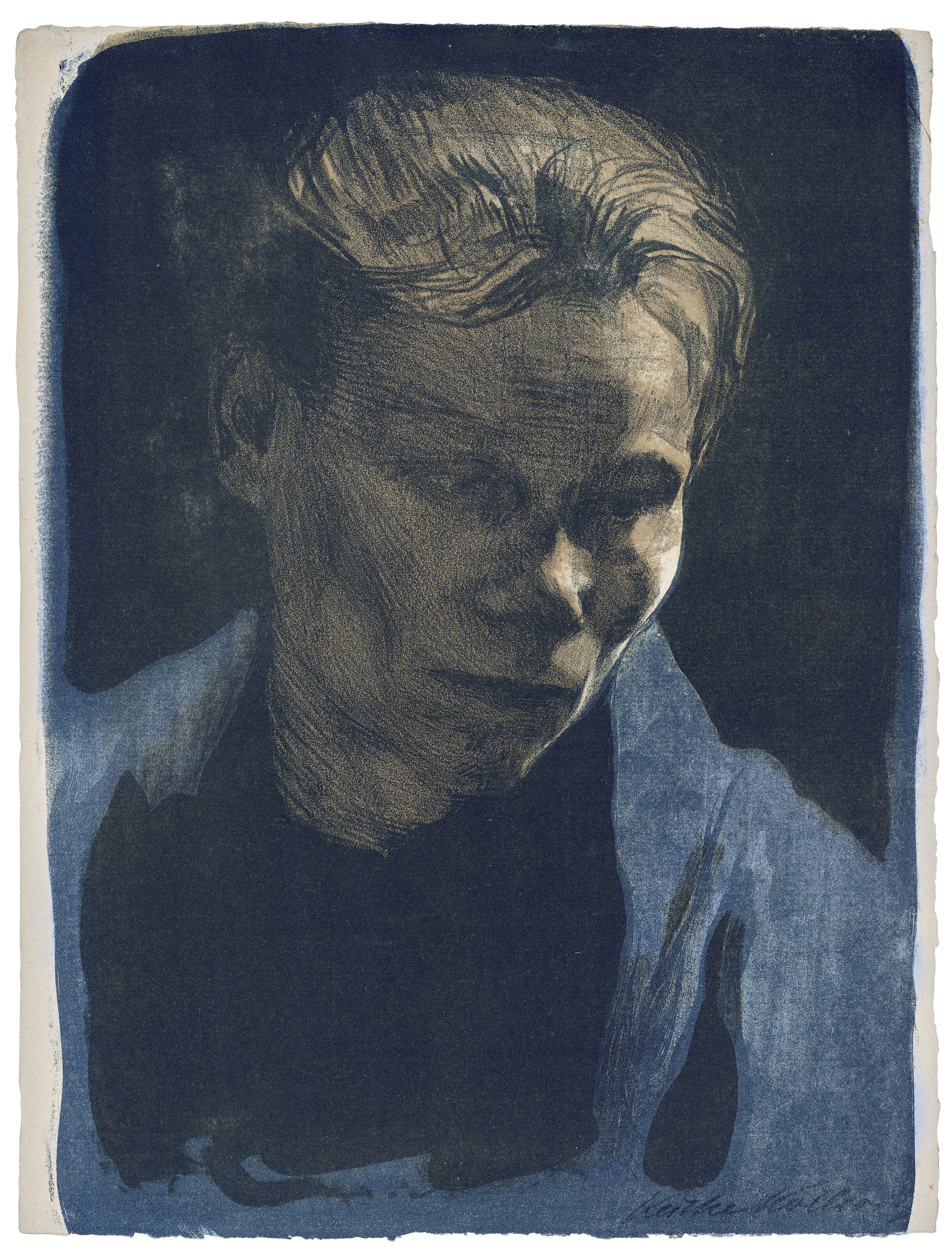 Käthe Kollwitz — Бюст женщины-работницы с голубой шалью (Brustbild einer Arbeiterfrau mit blauem Tuch ), изображение 3