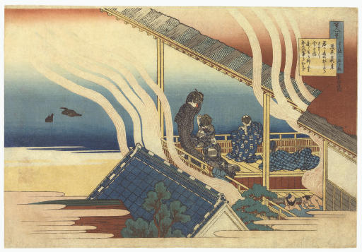 Katsushika Hokusai — Фудзивара-но Еситака из серии "Хякунин иссю уба га этоки" ("Сто стихотворений, рассказанных медсестрой")