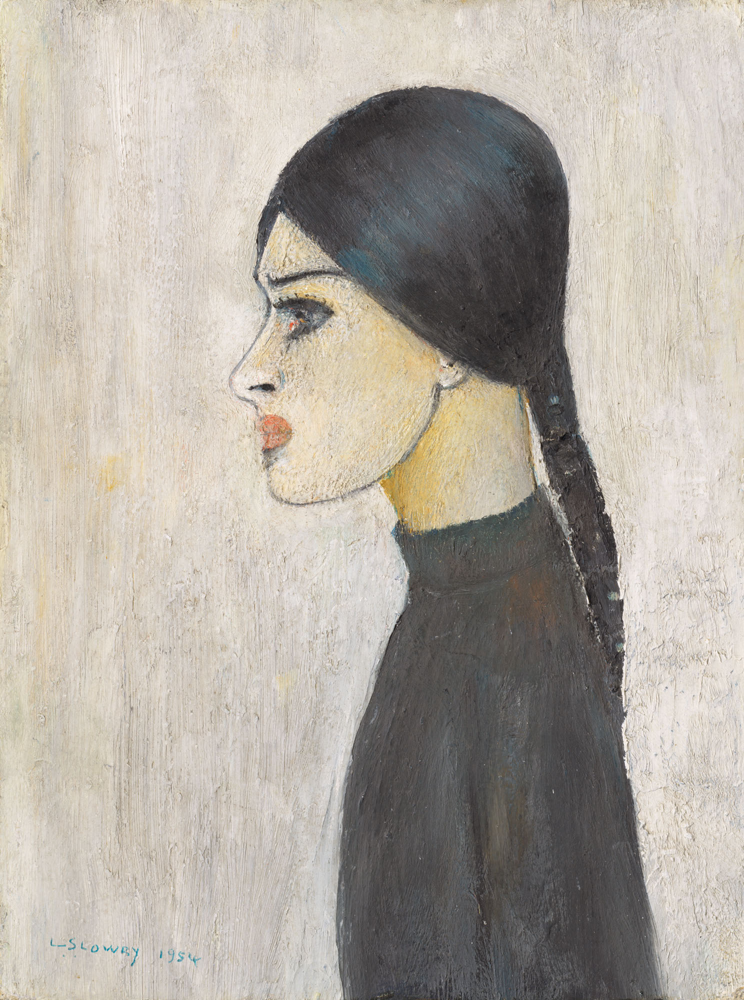 Laurence Stephen Lowry — Portrait of Ann, with plait and black jumper