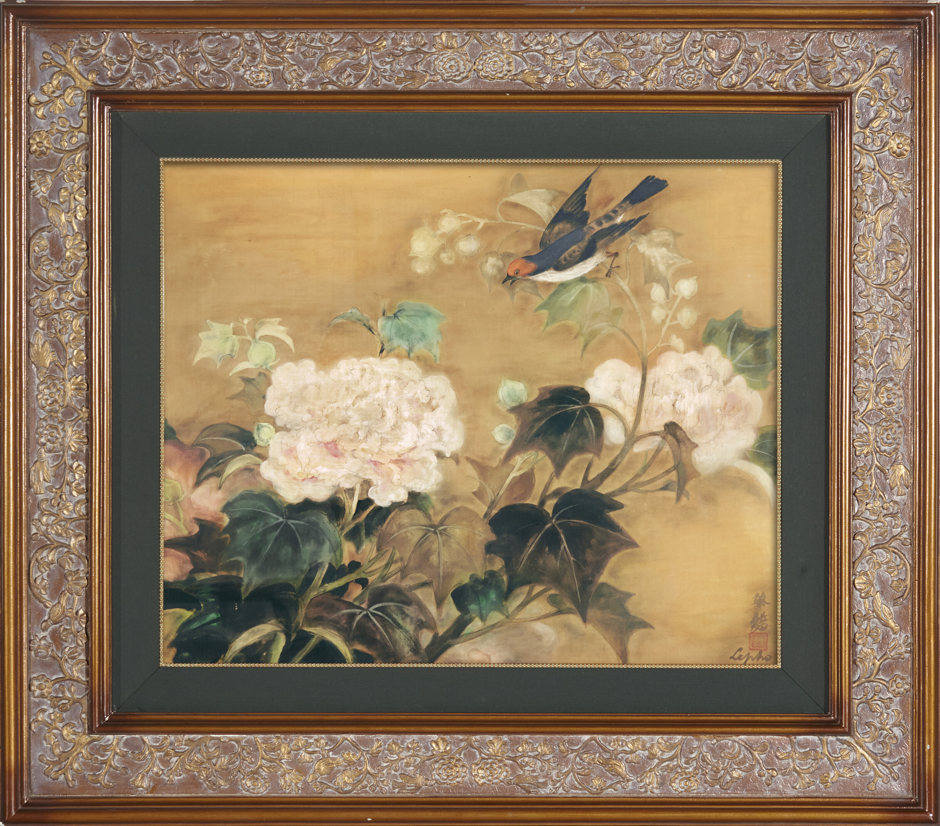 Le Pho — Oiseau et pivoines (Птица и пионы), изображение 2