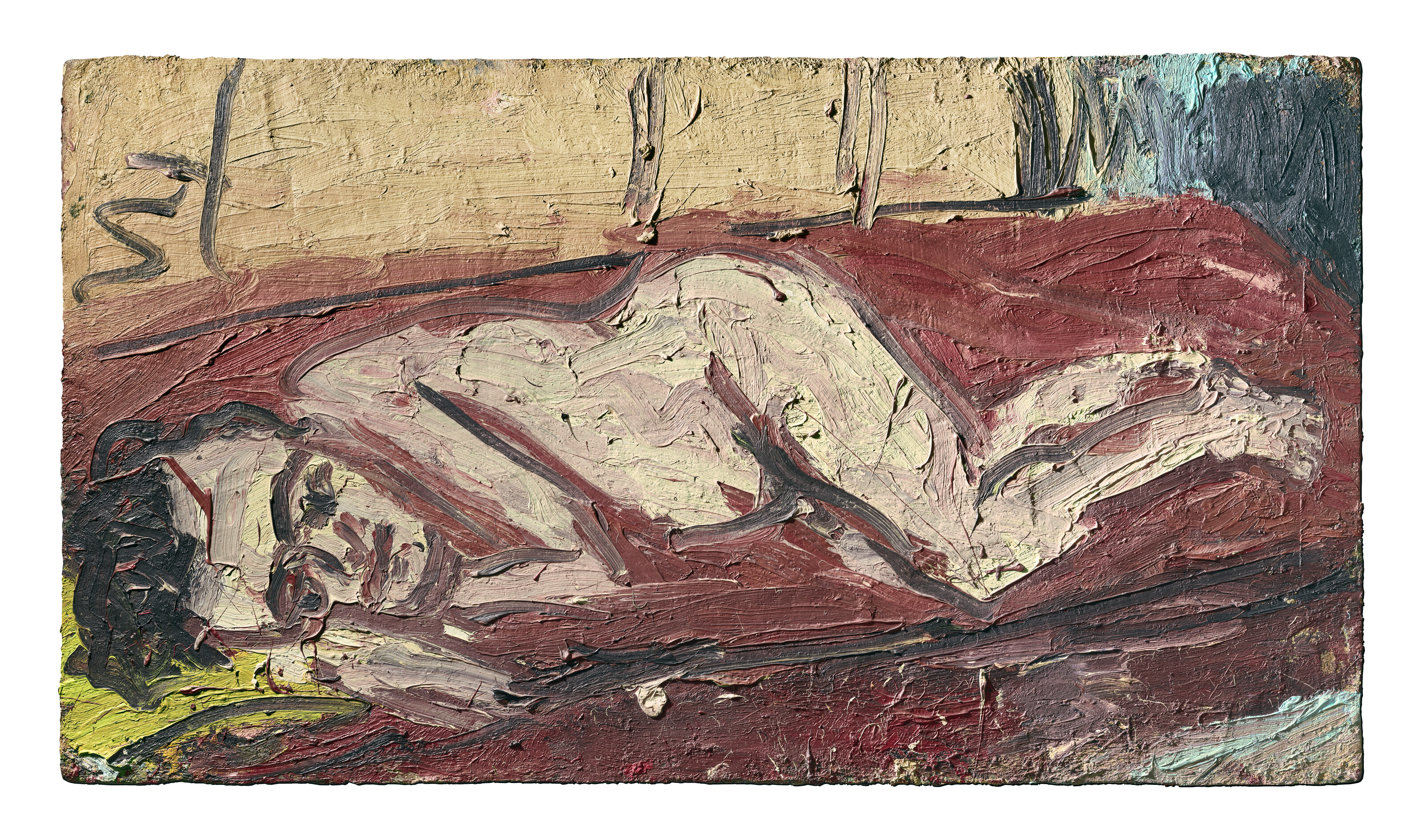 Leon Kossoff — Обнаженная на красной кровати, Лето
