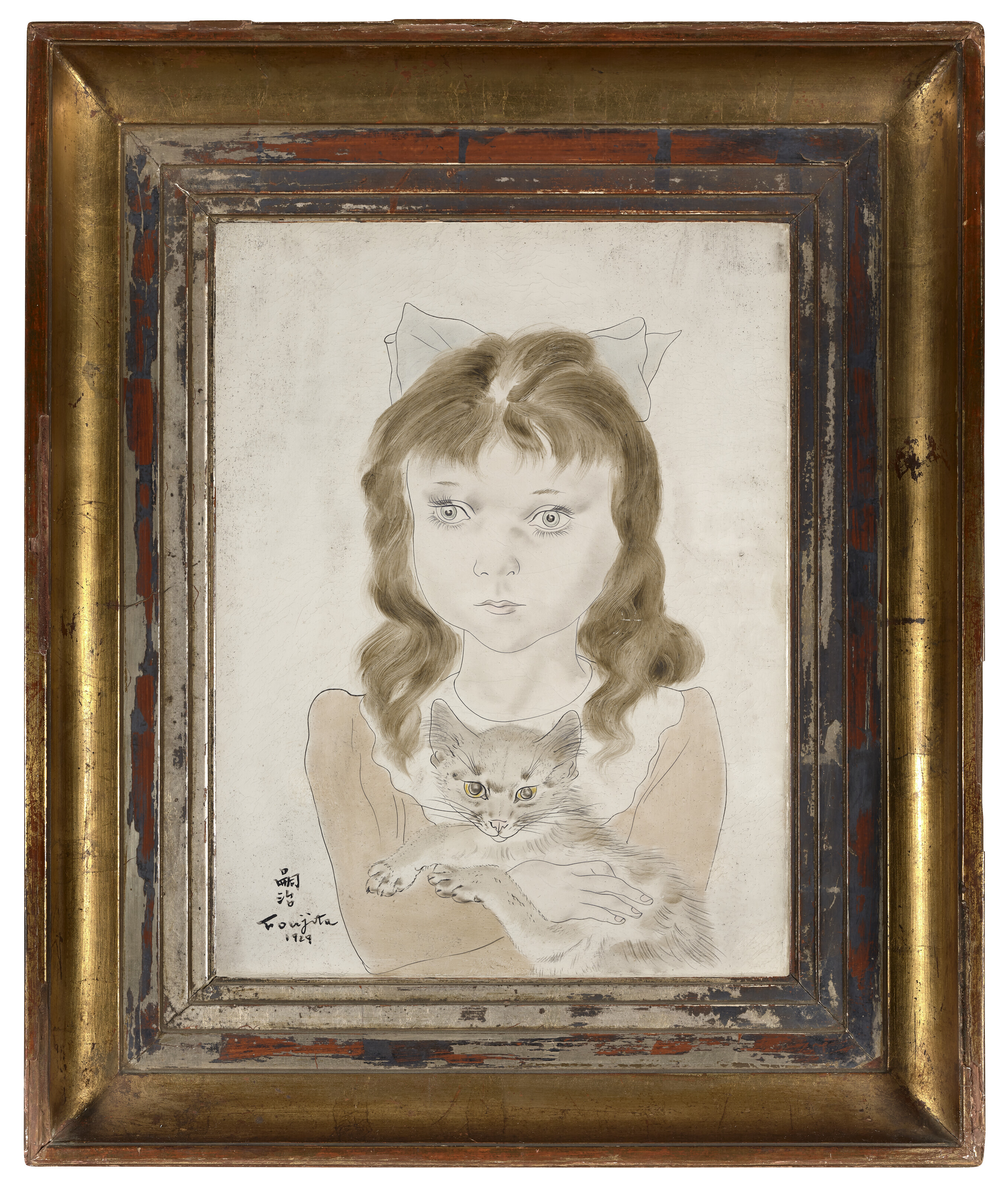 Léonard Tsuguharu Foujita — Девушка в чате (Девушка с кошкой), изображение 2