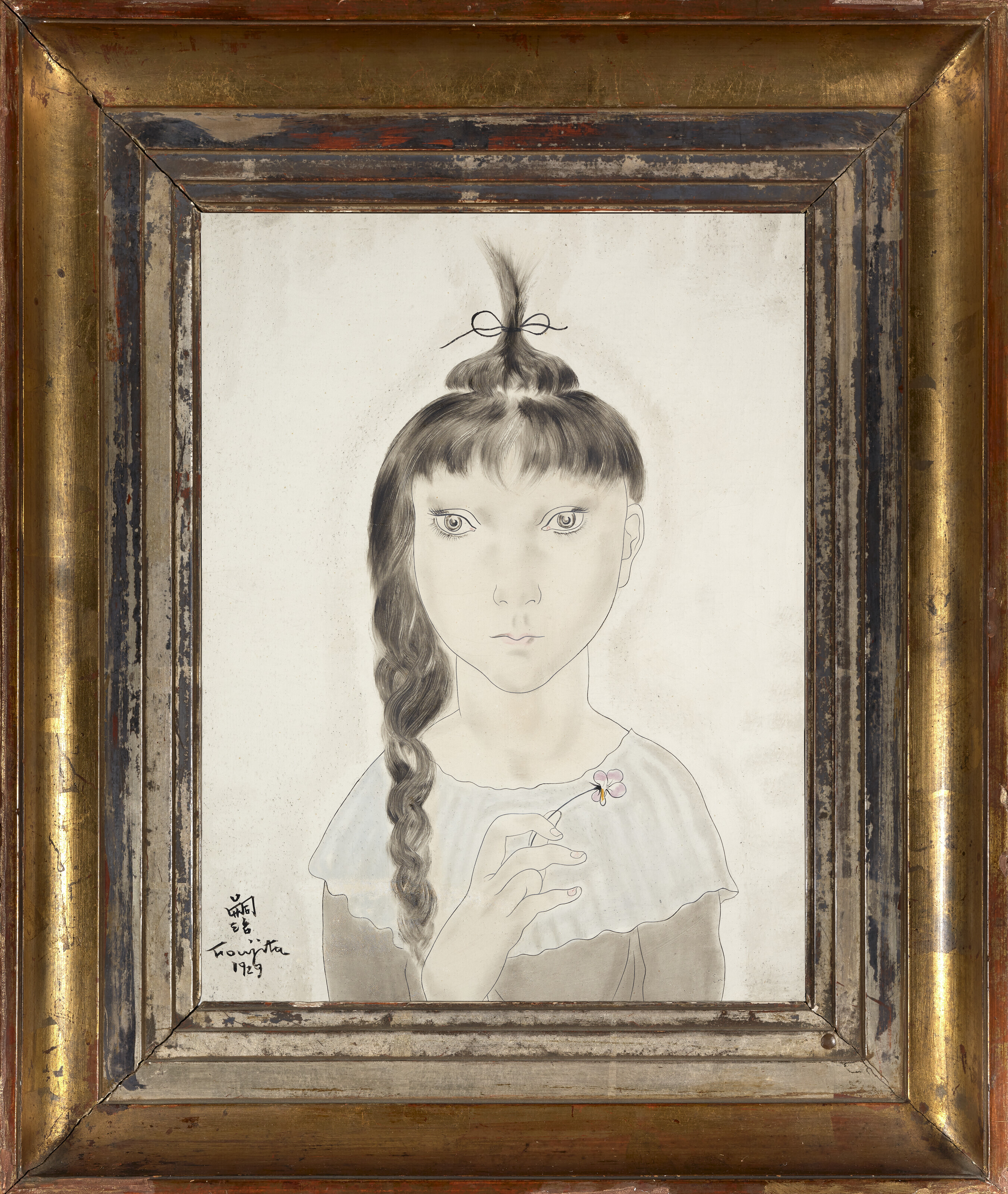 Léonard Tsuguharu Foujita — Petite fille à la fleur (Маленькая девочка с цветком), изображение 2