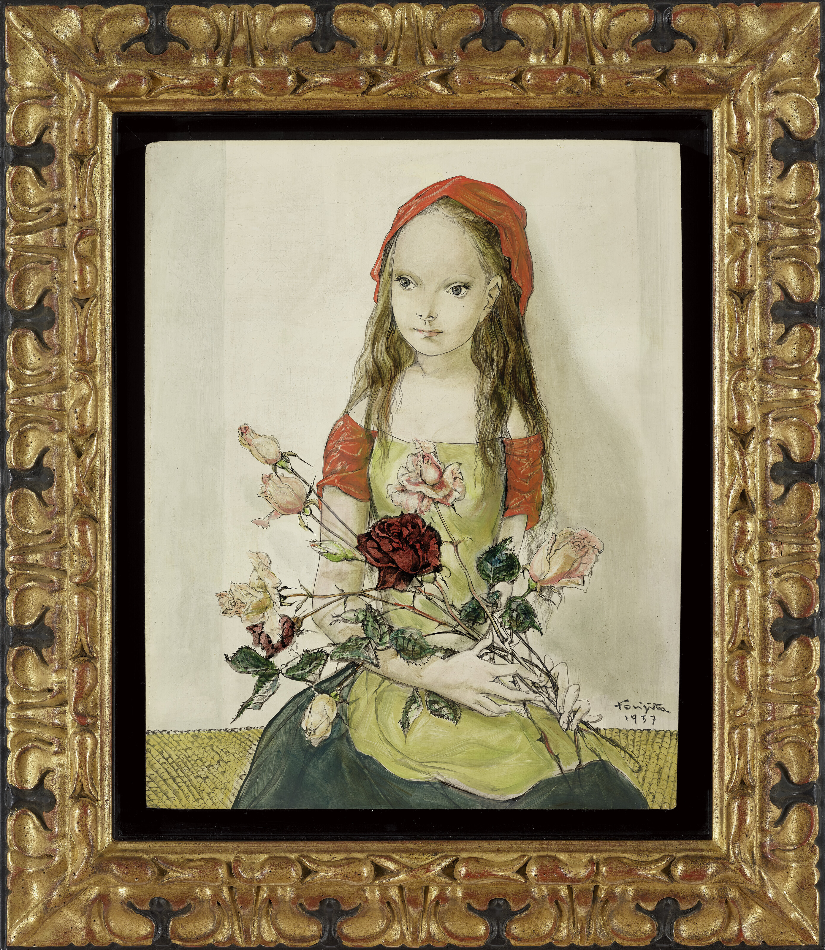 Léonard Tsuguharu Foujita — Молодая девушка с розами, изображение 2