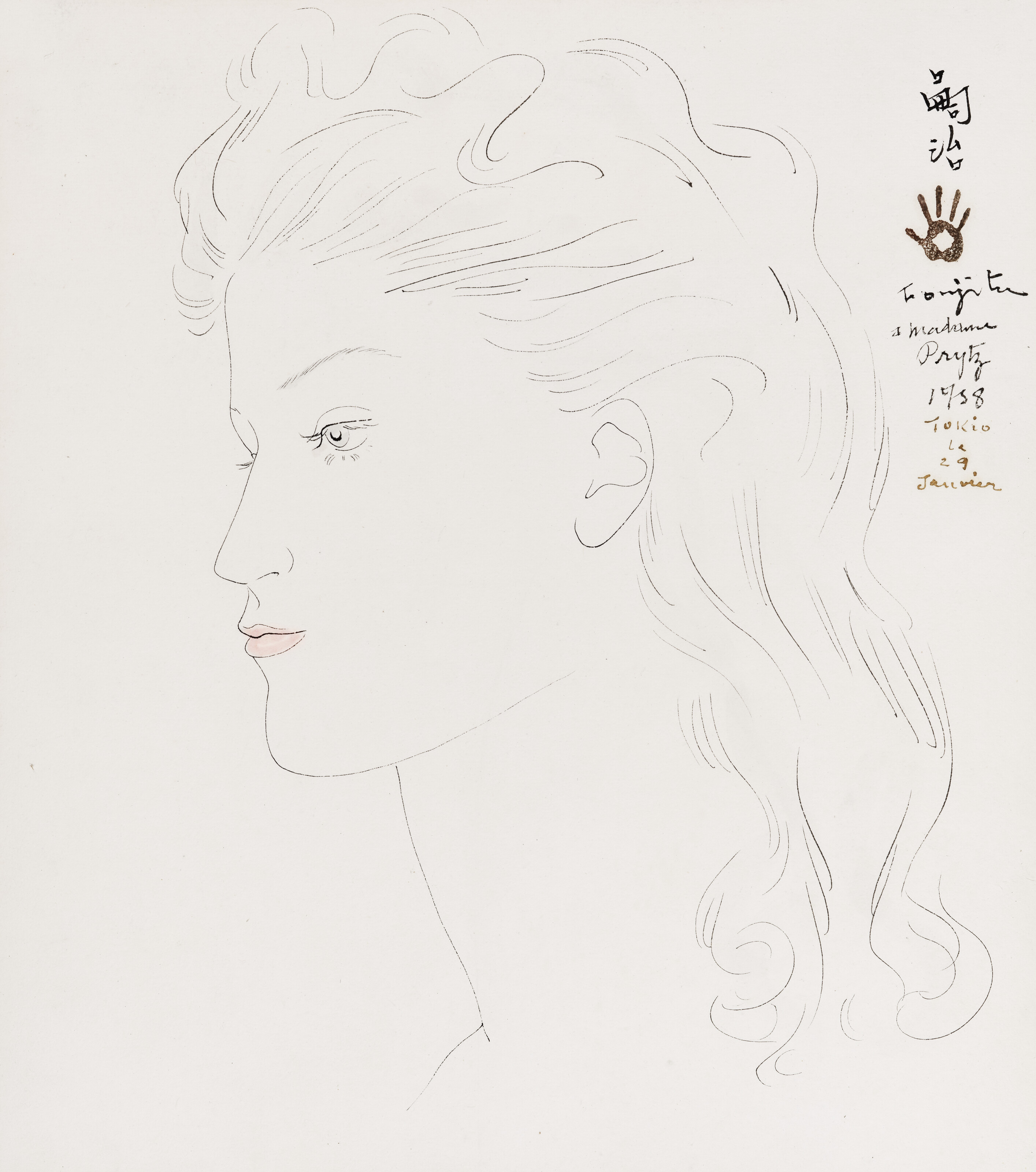 Léonard Tsuguharu Foujita — Профиль молодой женщины-блондинки