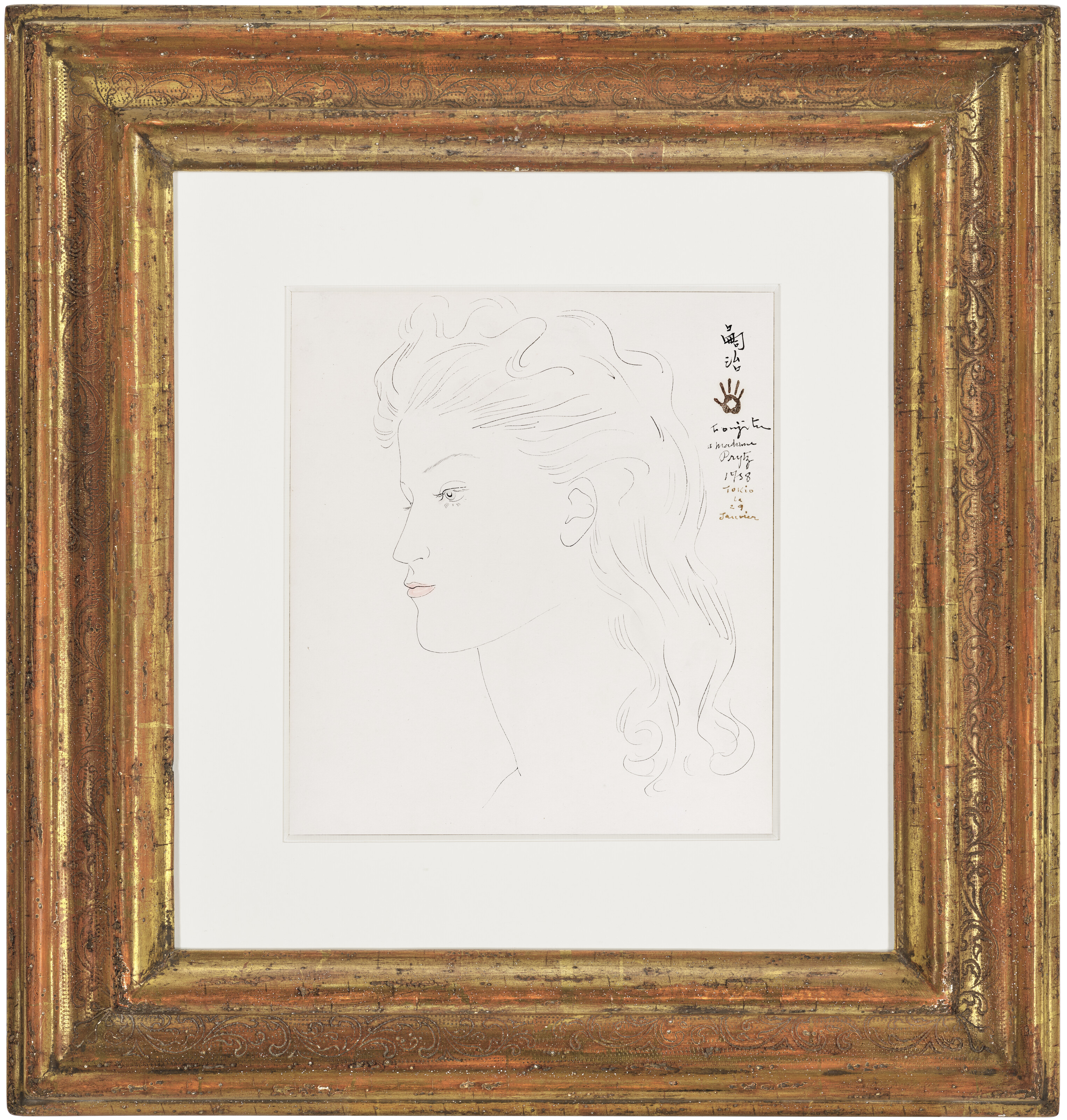 Léonard Tsuguharu Foujita — Профиль молодой женщины-блондинки, изображение 2