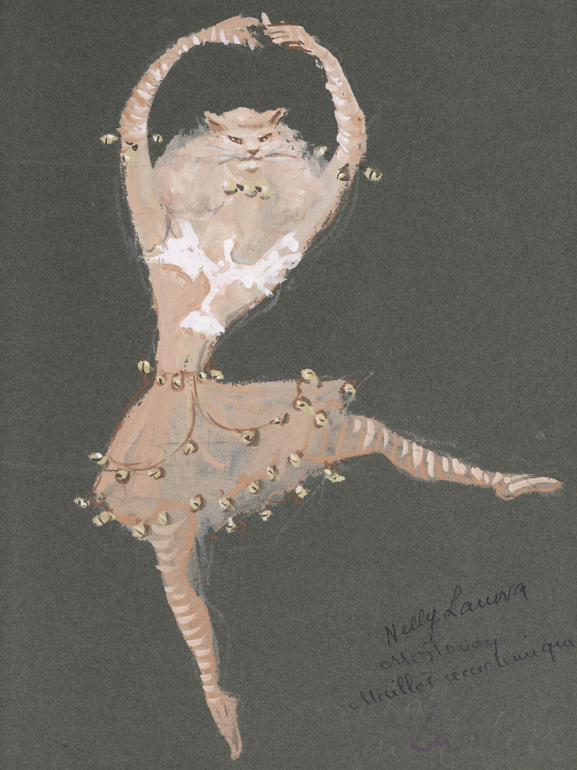 Leonor Fini — Нелли Лауна, мастерица по костюмам для "Ночных девиц" (прямая и оборотная сторона)