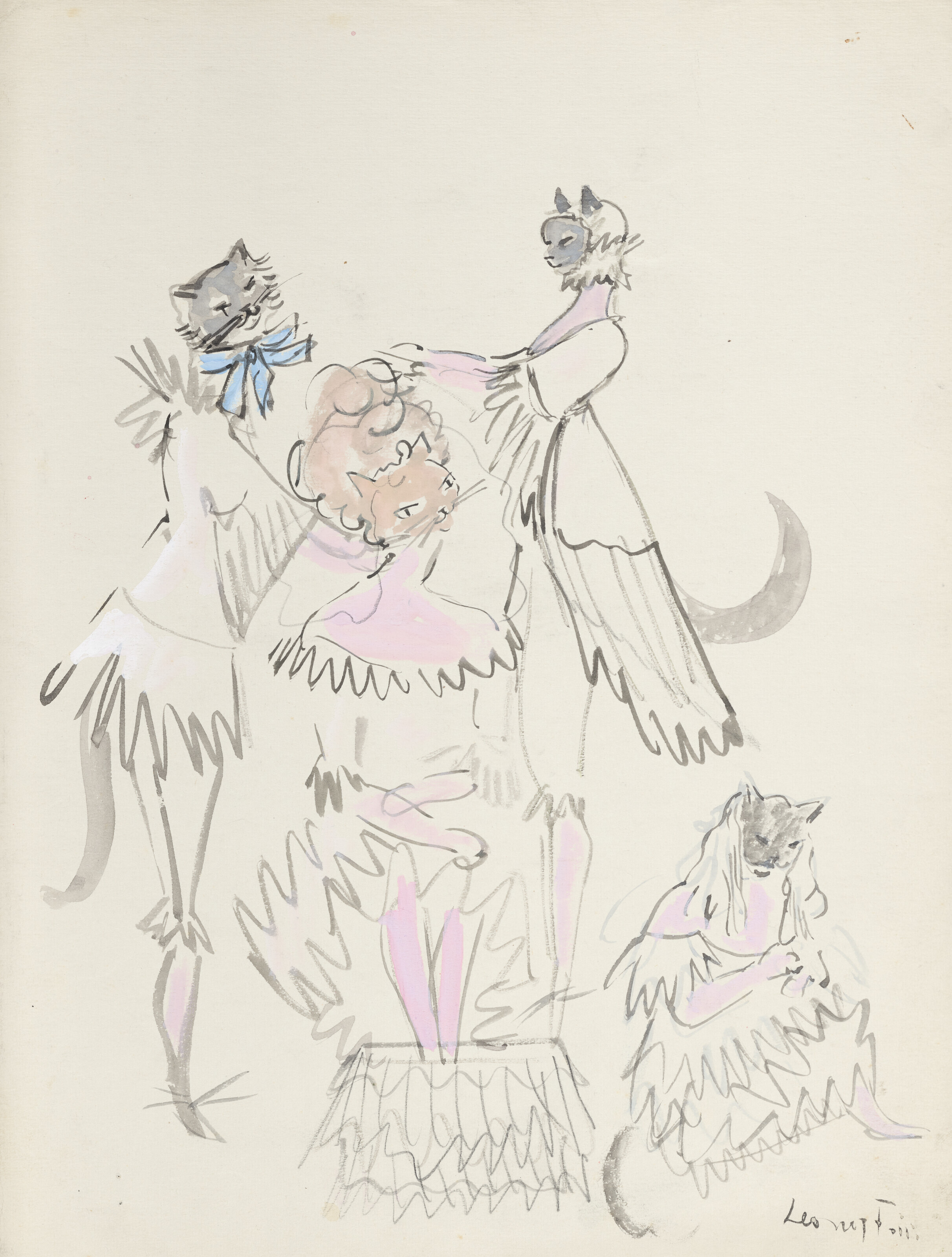 Leonor Fini — Макет костюма для "Ночных девиц" ( спереди и сзади )